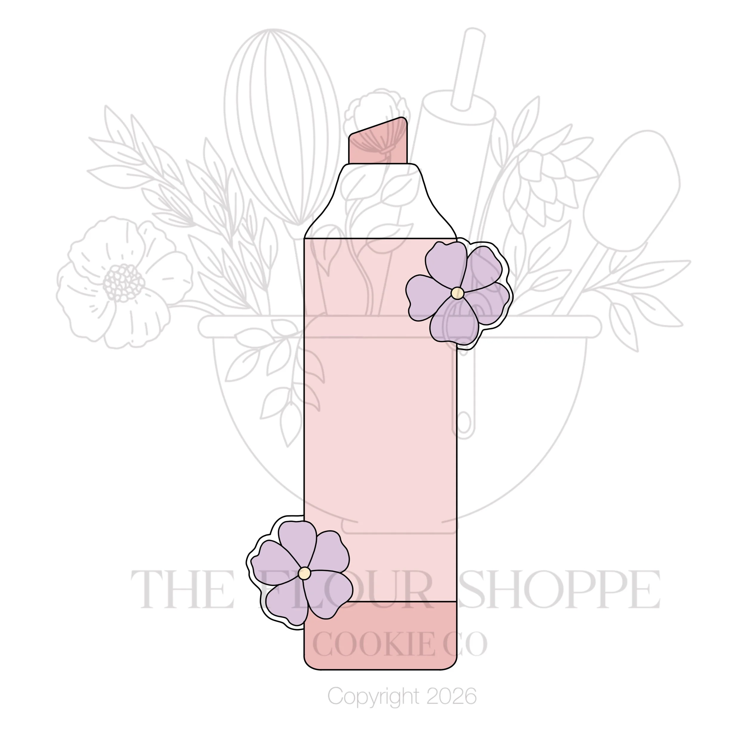 Skinny Highlighter with Flowers Cookie Cutter STL
