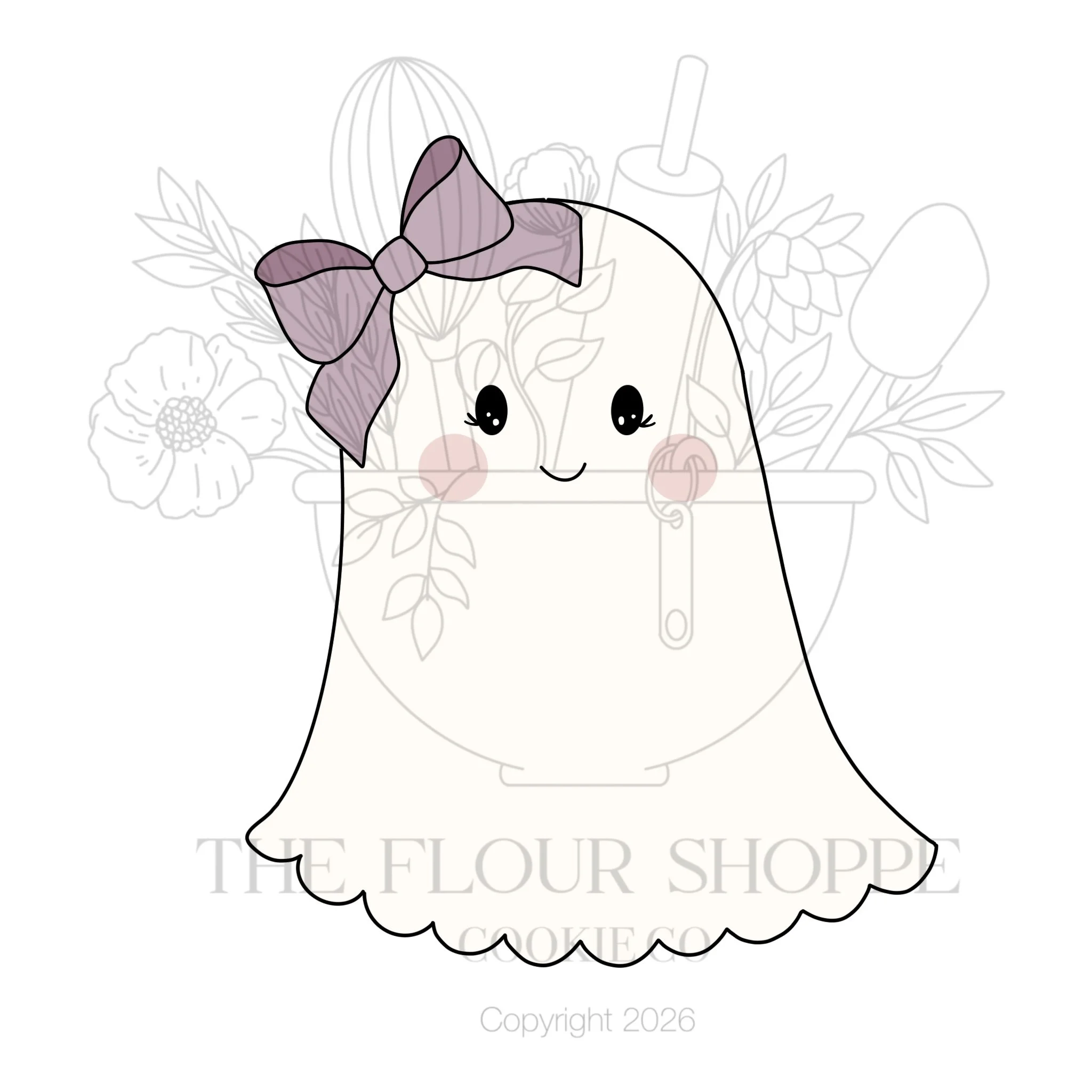 Ghost 11 with Bow Cookie Cutter STL