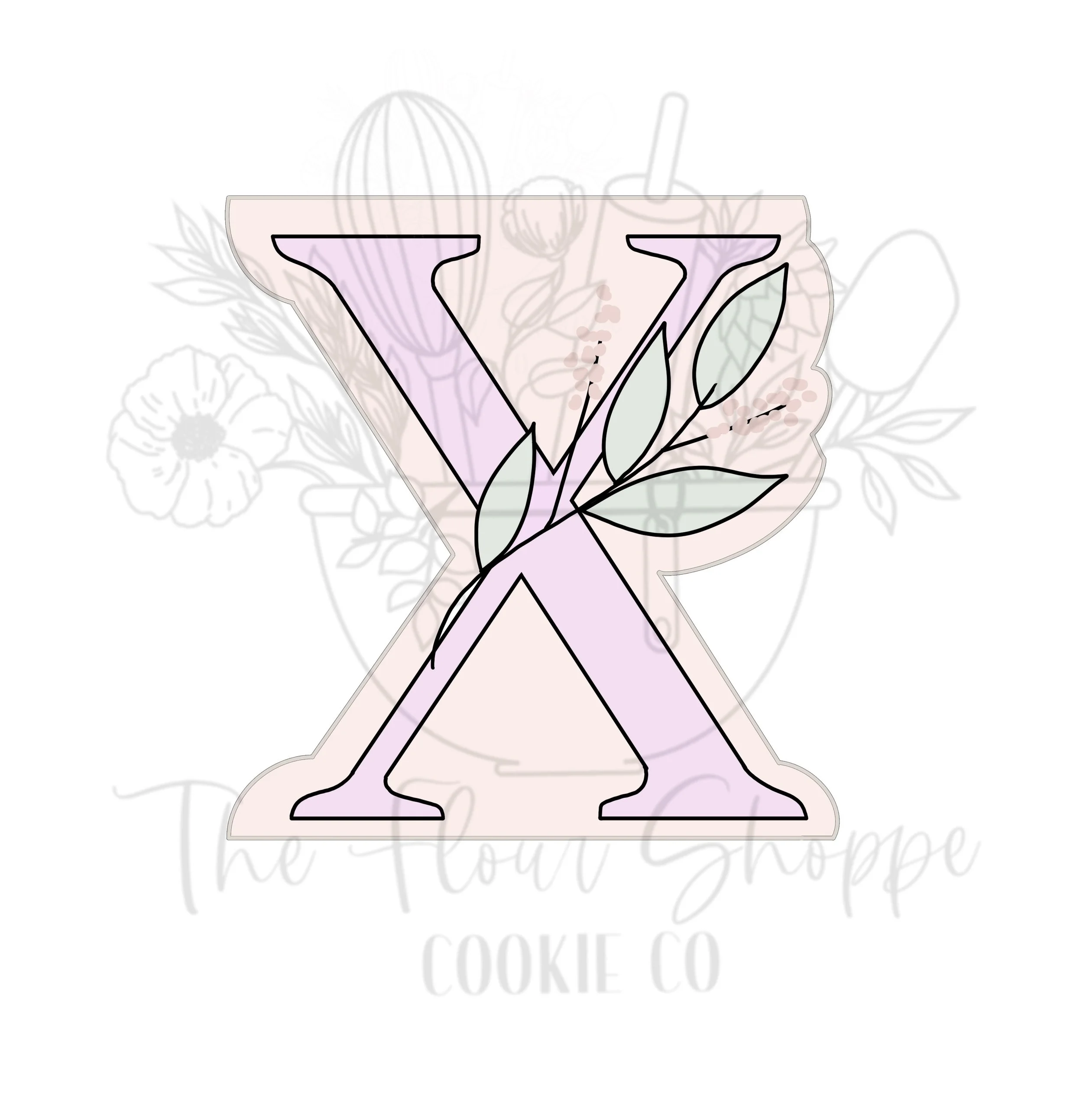 Floral Letter X Cookie Cutter STL