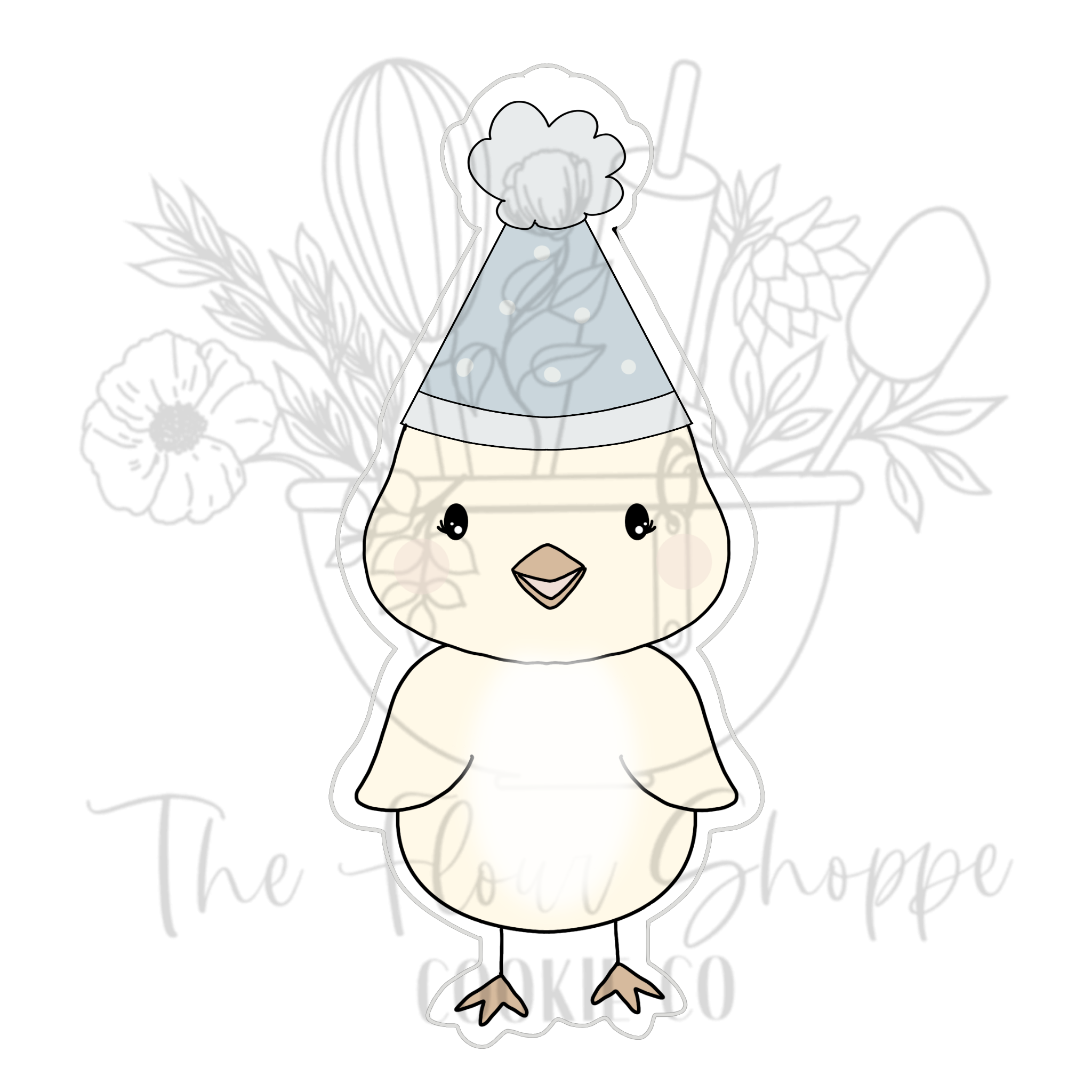 Chick 3 with Party Hat Baby Chicken Cookie Cutter STL