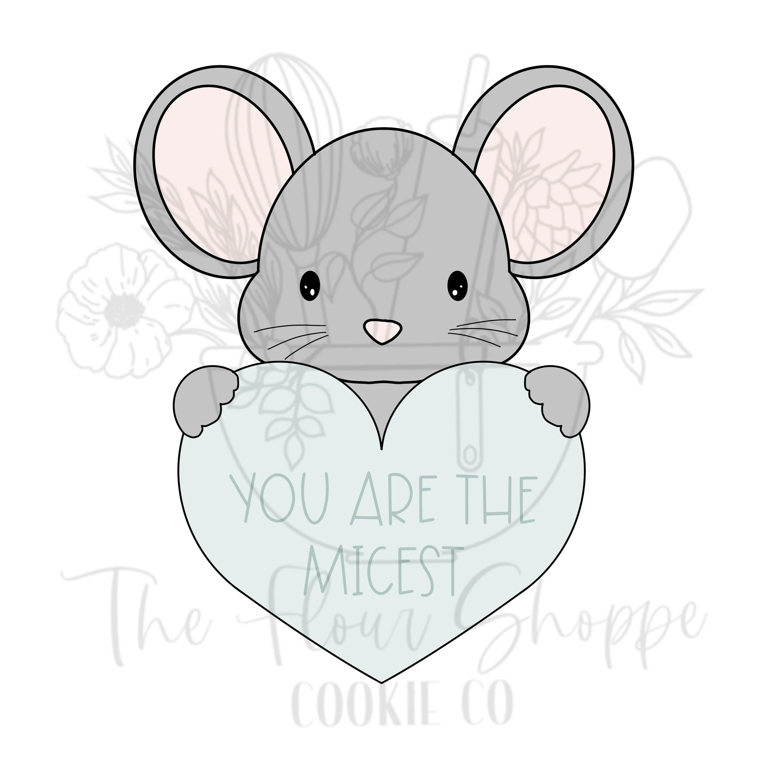 Mouse with Heart Valentine's Personlized Animal Cookie Cutter STL
