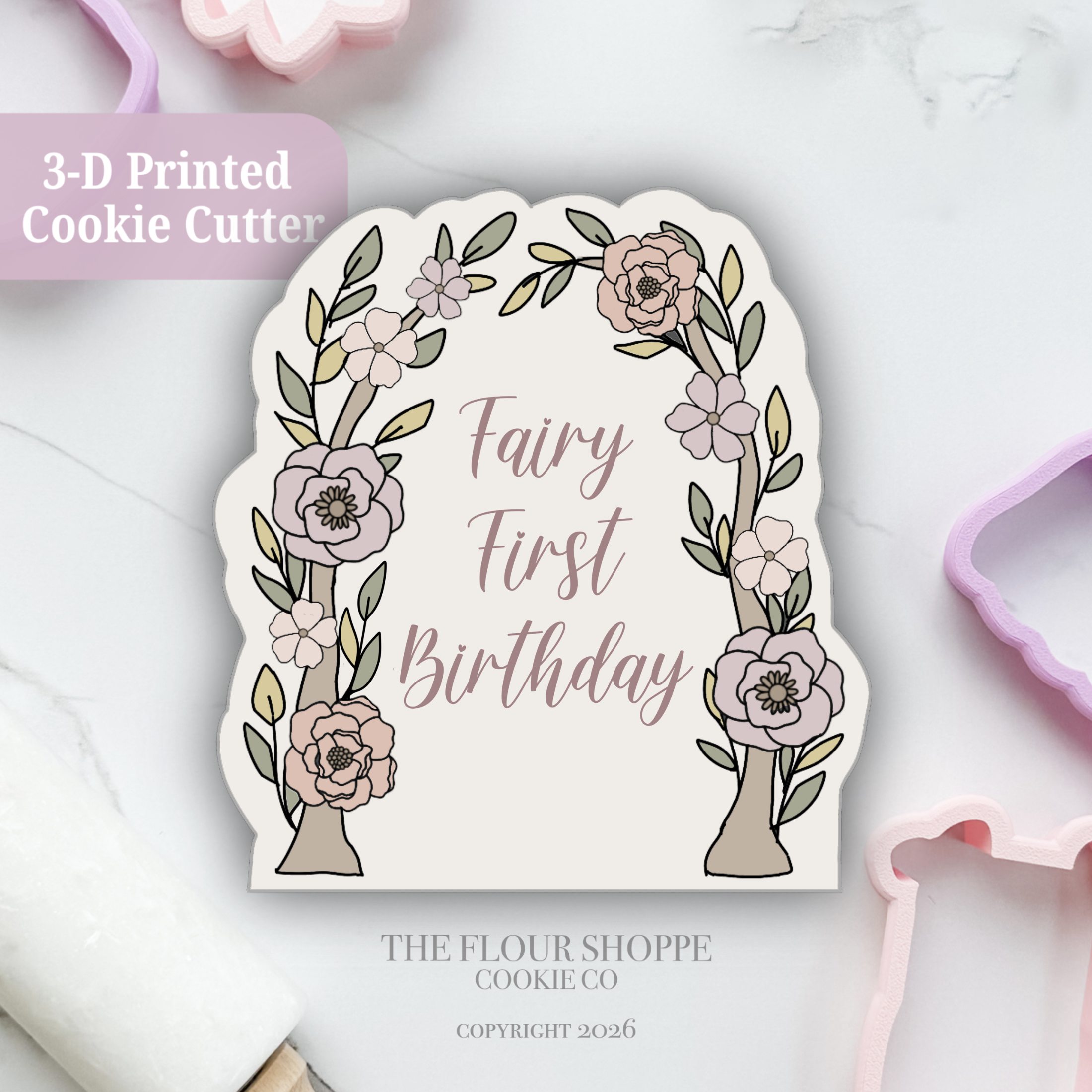 Fairy Floral Arch Cookie Cutter STL