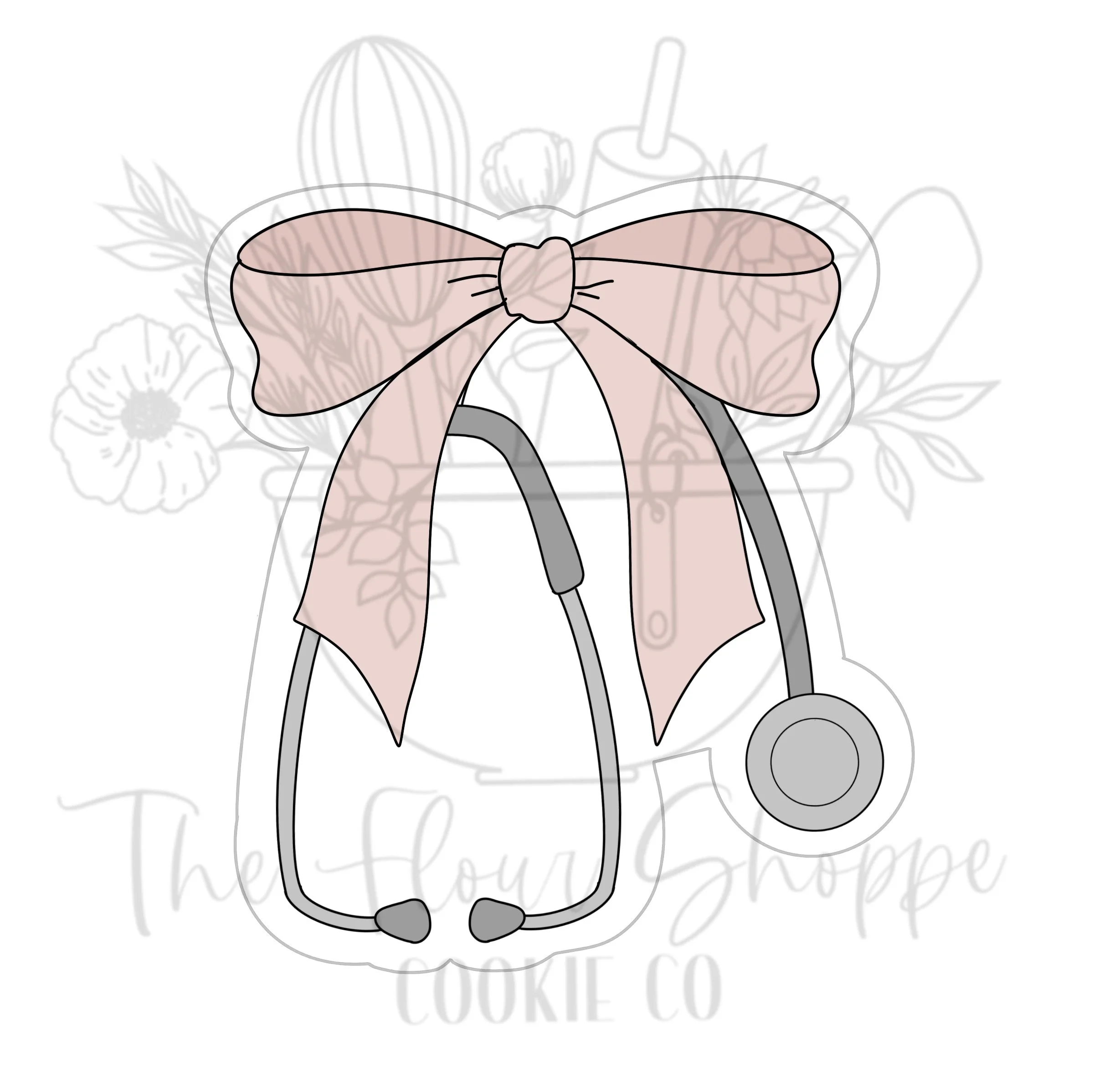Stethoscope with Bow, Doctor, Hospital, Nurse, Cookie Cutter STL