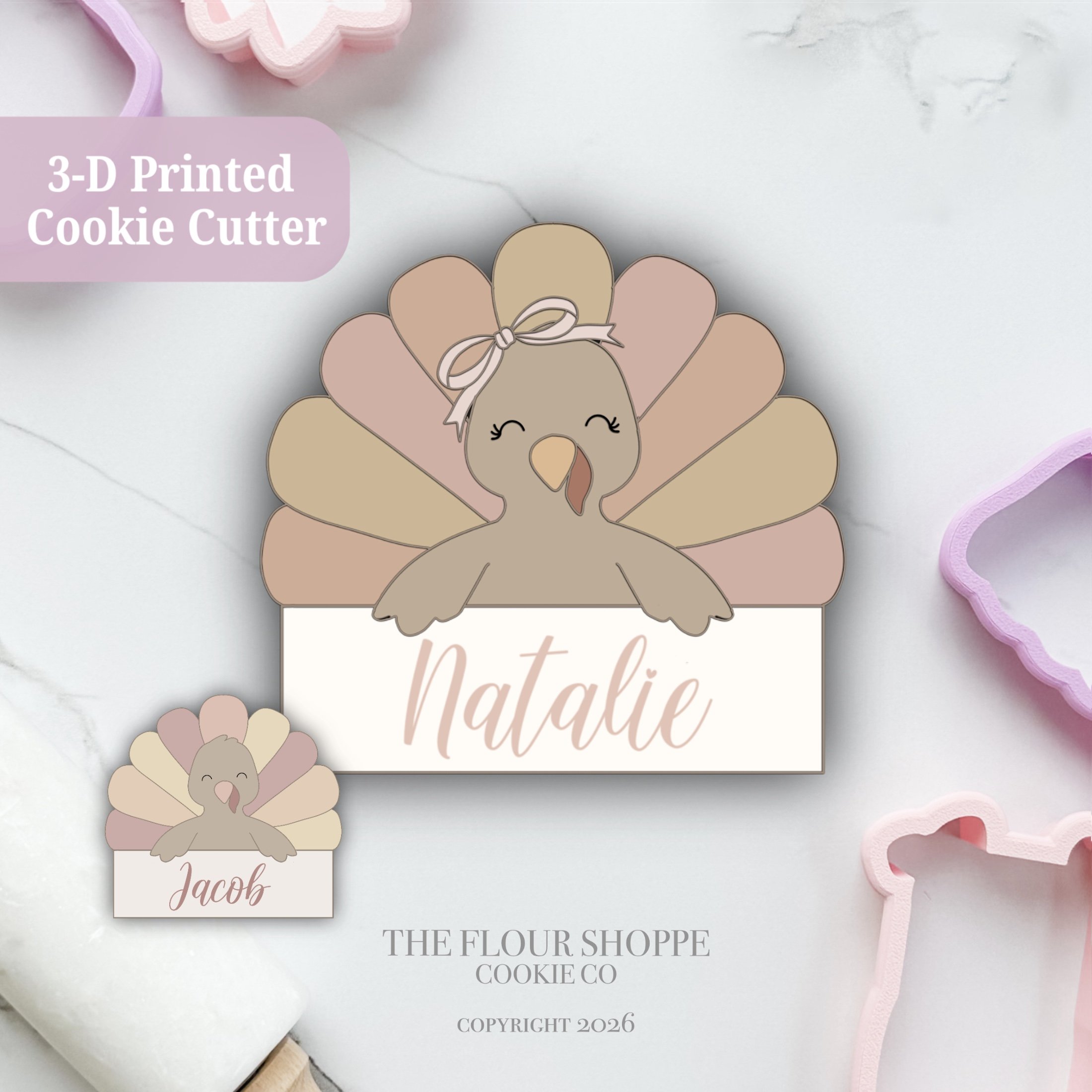 Turkey Name Plaque Thanksgiving Place Card Cookie Cutter STL