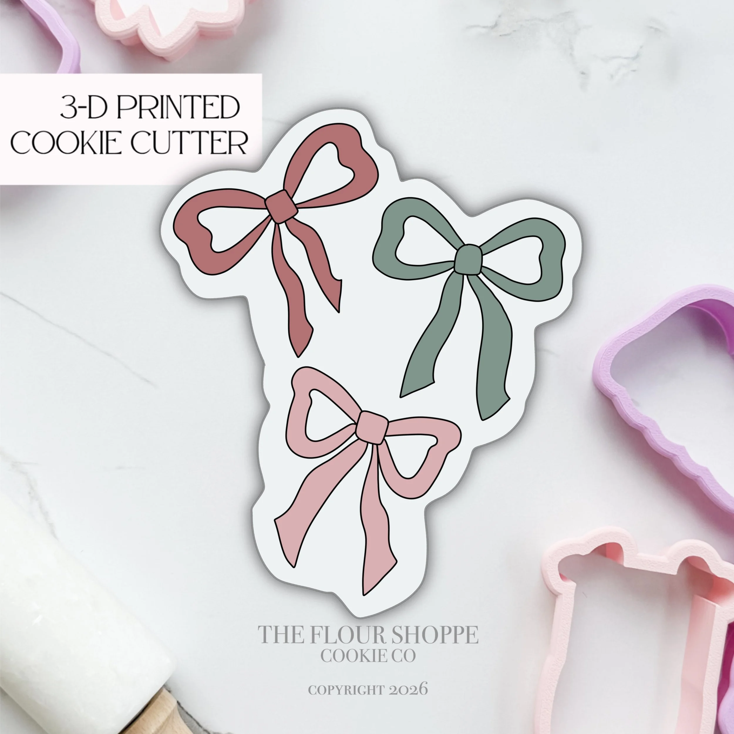 Bow Trio Cookie Cutter STL