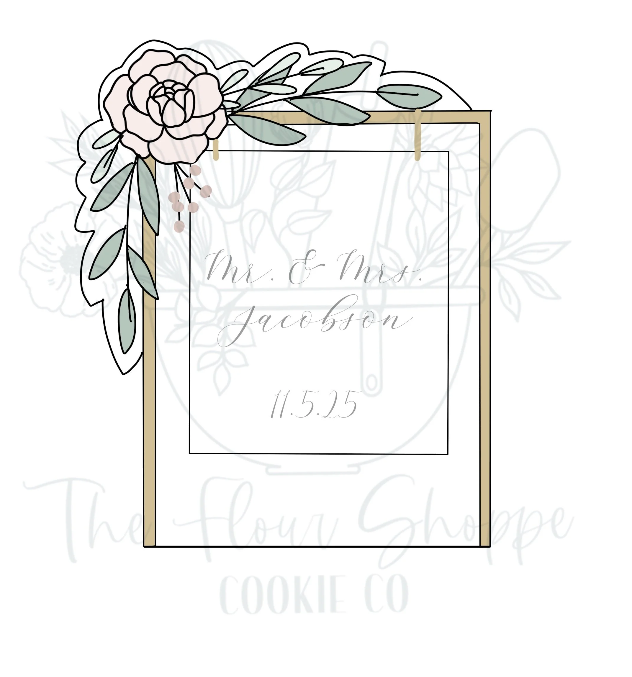 Wedding Sign with Greenery Cookie Cutter STL
