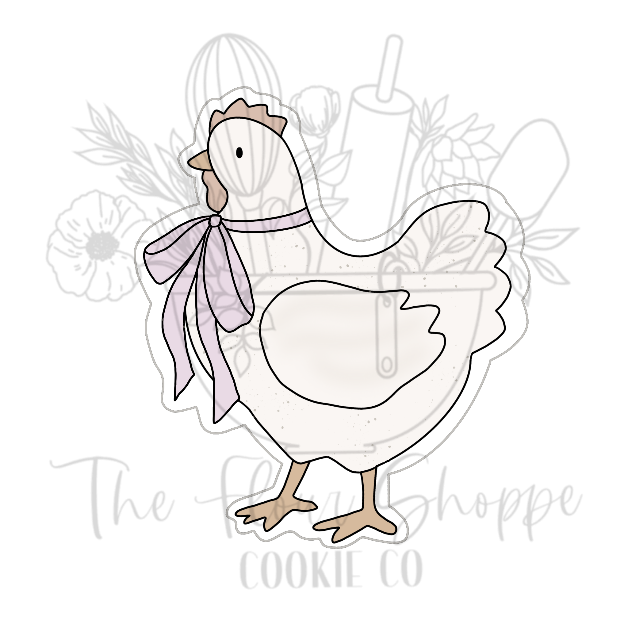 Chicken 2 with Bow Cookie Cutter STL