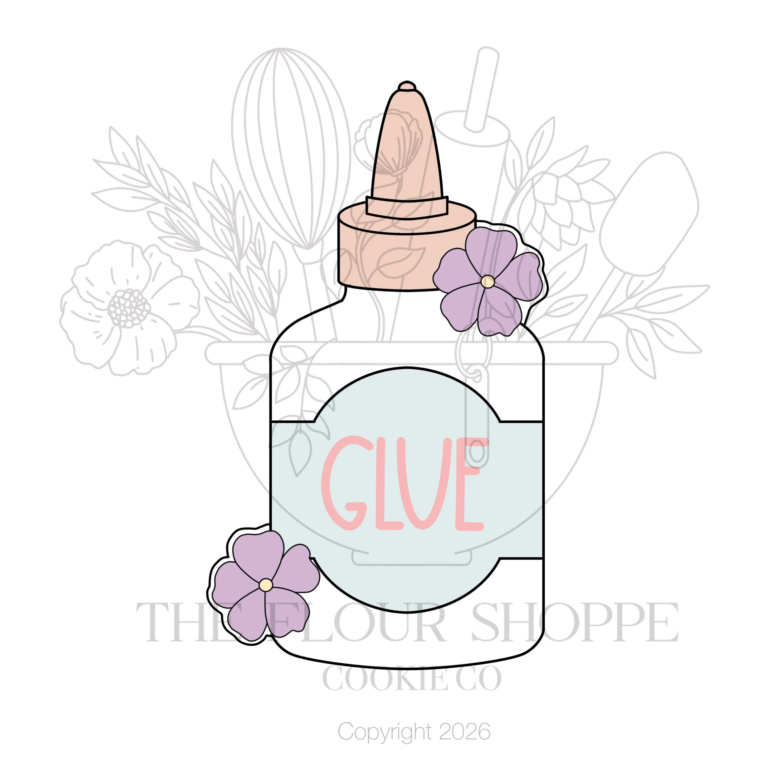 Glue 1 with Flowers Cookie Cutter STL