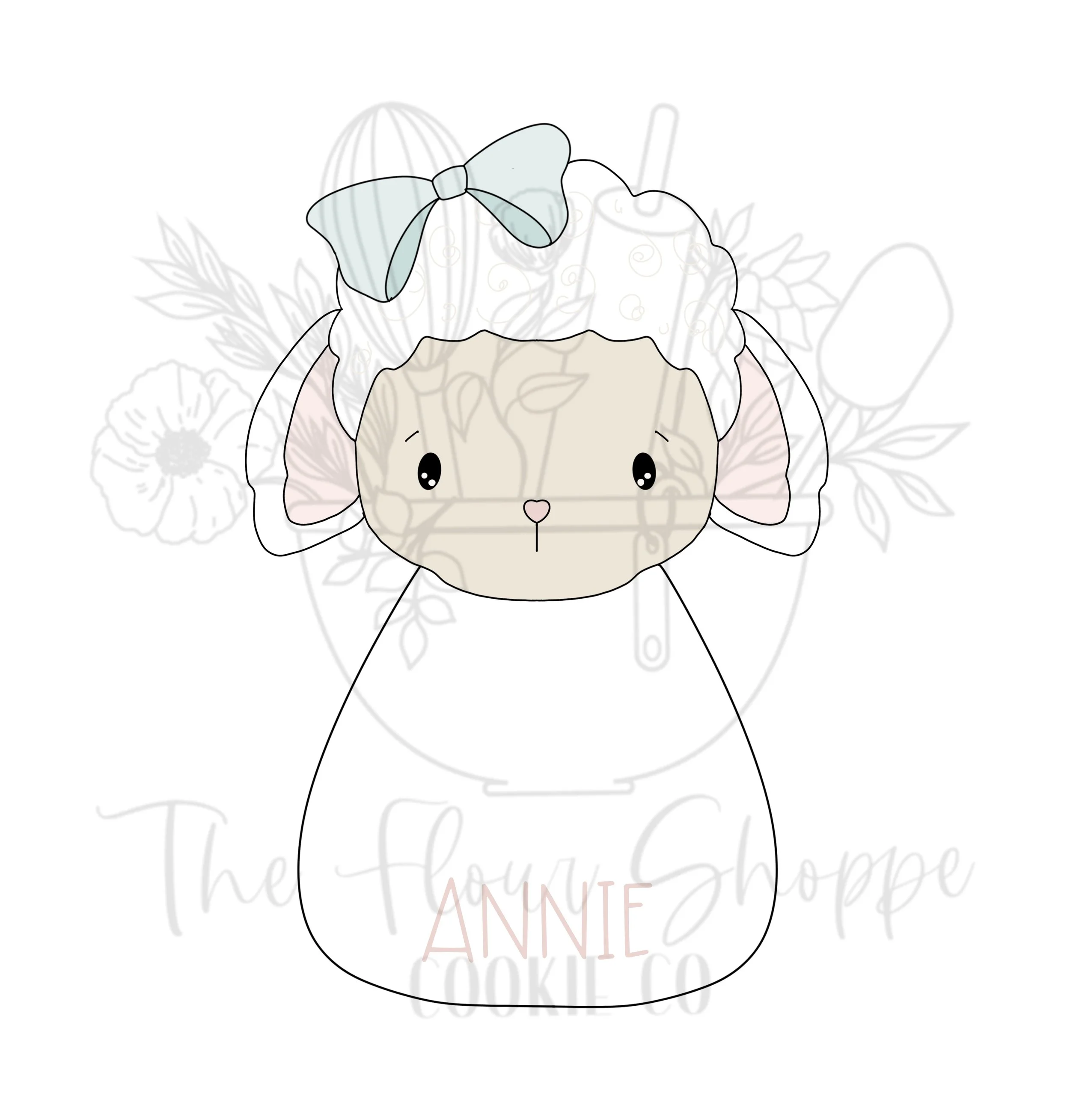 Round Lamb with Bow, Easter Digital STL Cookie Cutter