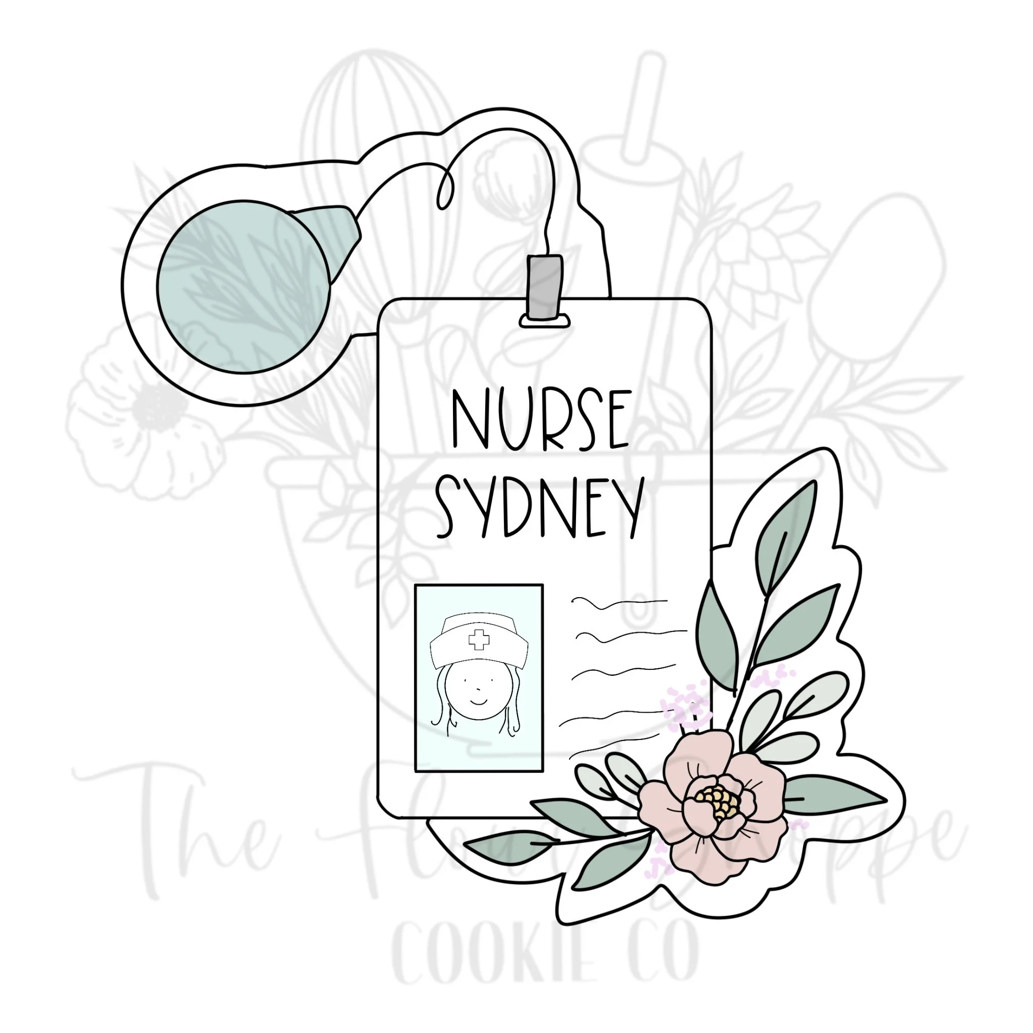 Name Badge with Florals, Doctor, Hospital, Nurse, Cookie Cutter STL