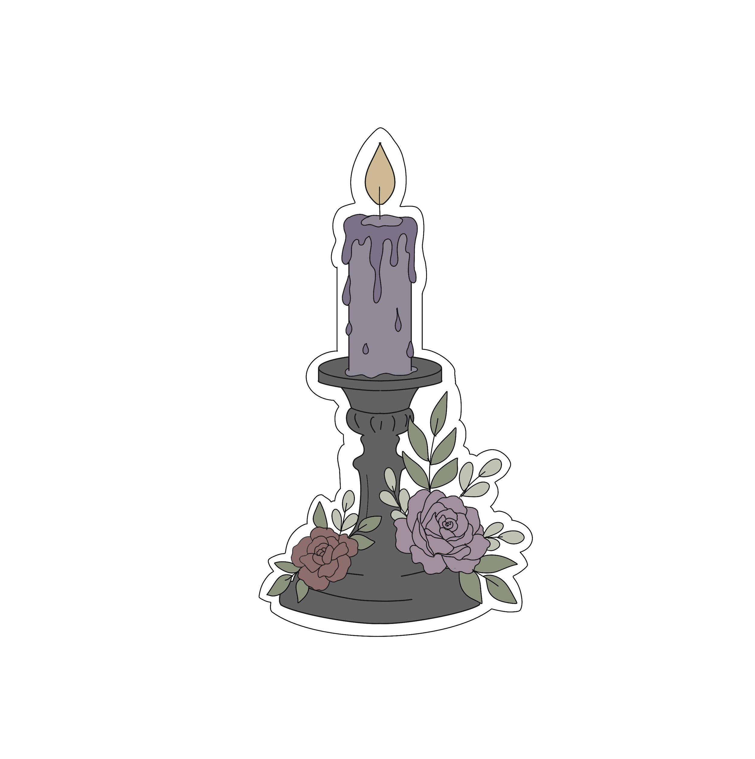 Candle with Florals, Halloween Cookie Cutter STL