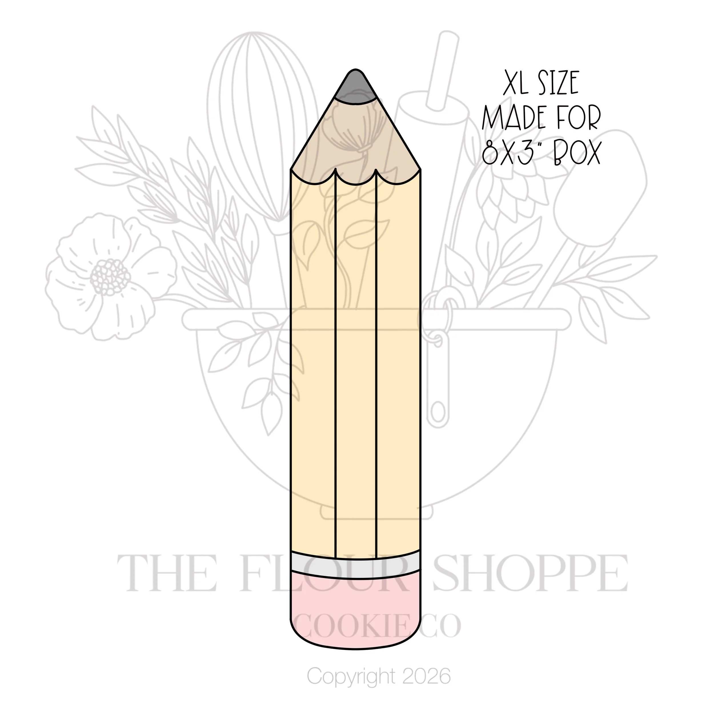 Skinny Pencil Cookie Cutter STL
