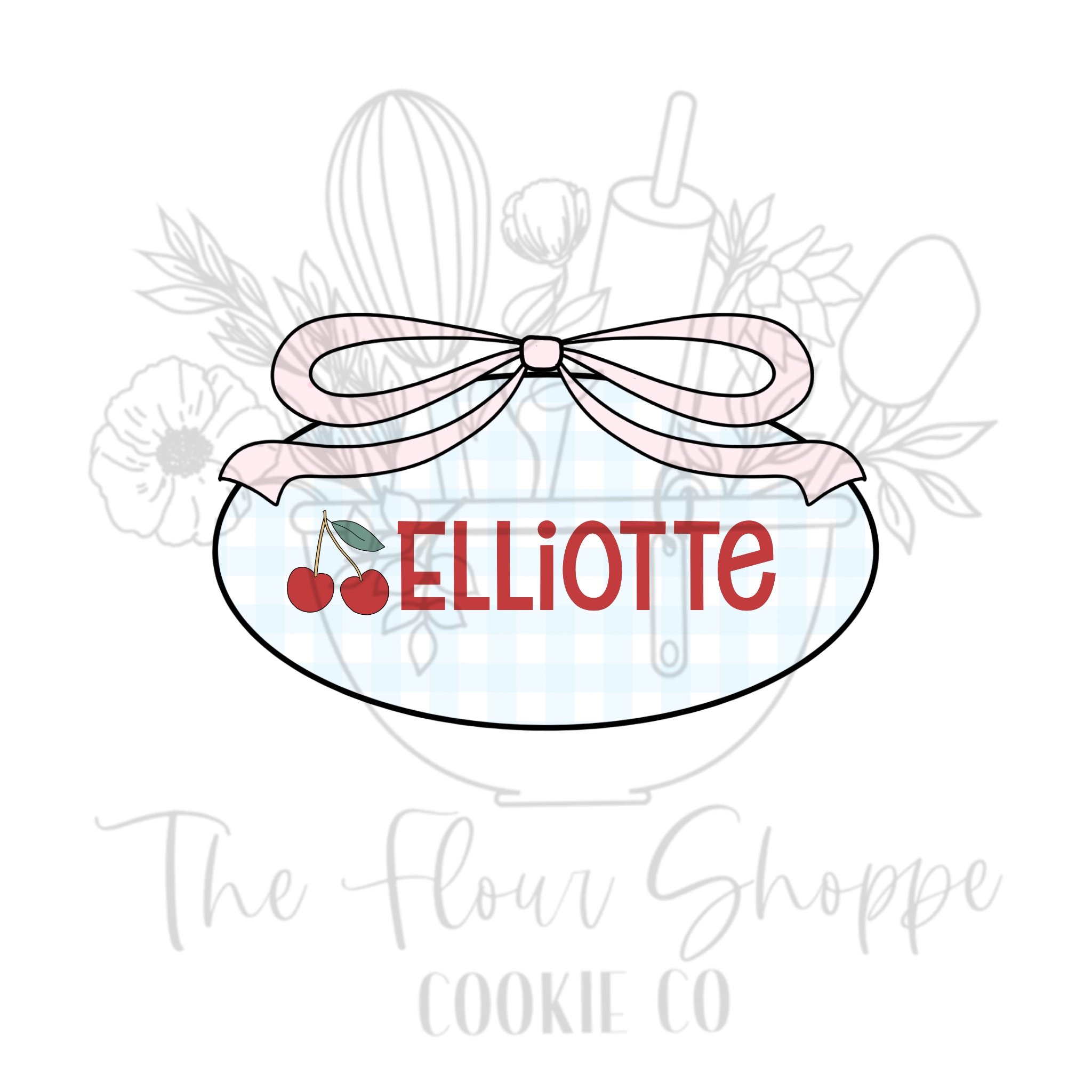 Elliotte Plaque Oval with Bow Cookie Cutter STL