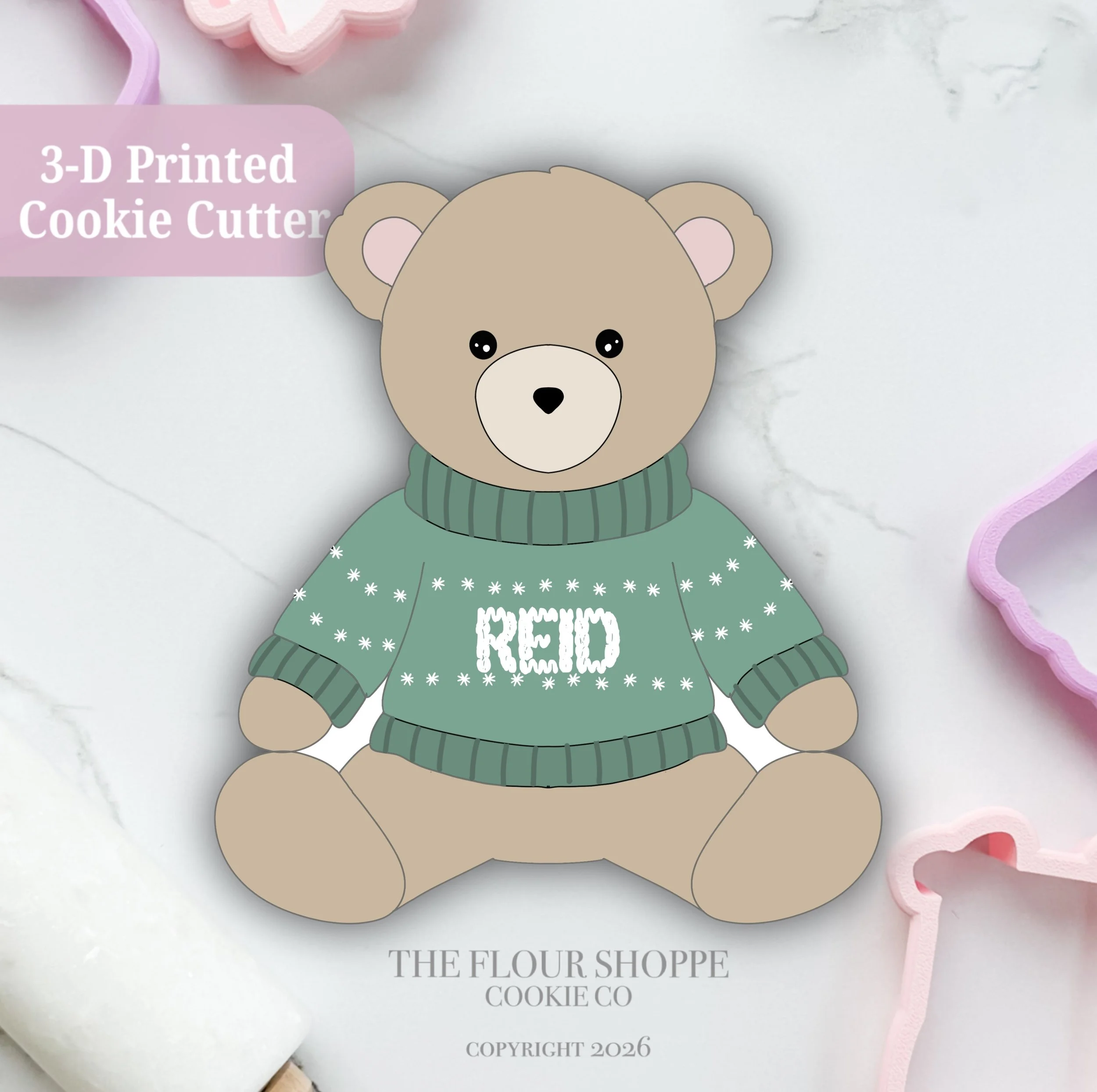 Bear in Christmas Sweater Cookie Cutter STL