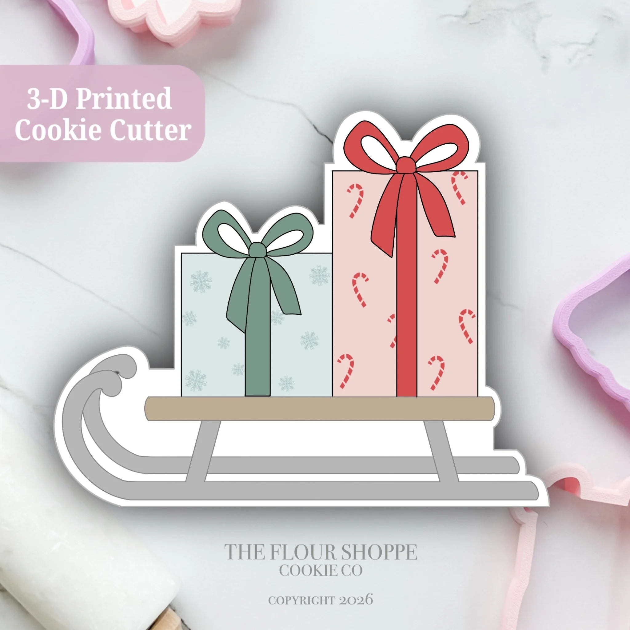 Sled with Presents, Winter Cookie Cutter STL