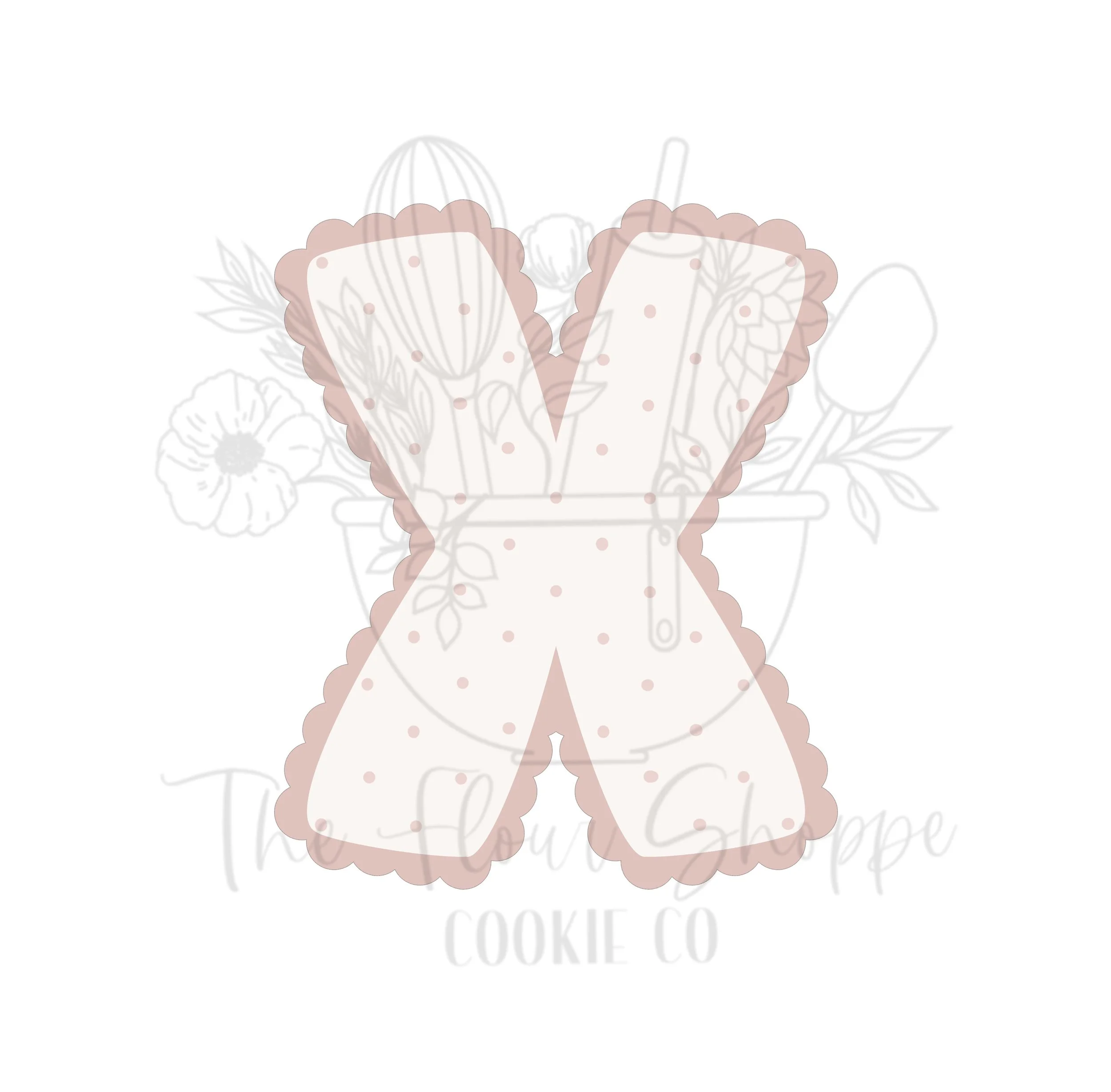 Scalloped Letter X Cookie Cutter STL