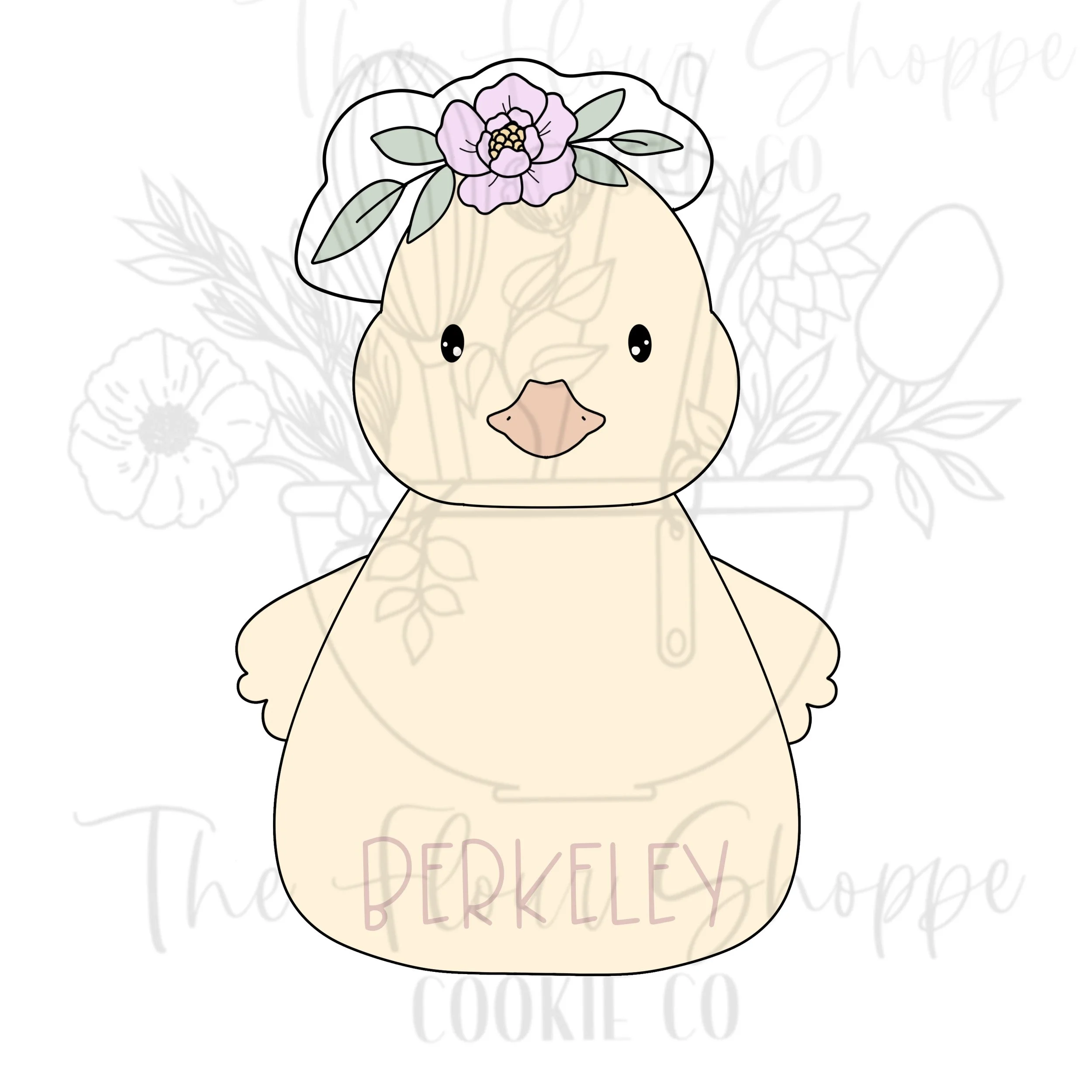 Round Duck with Flowers, Easter Digital STL Cookie Cutter