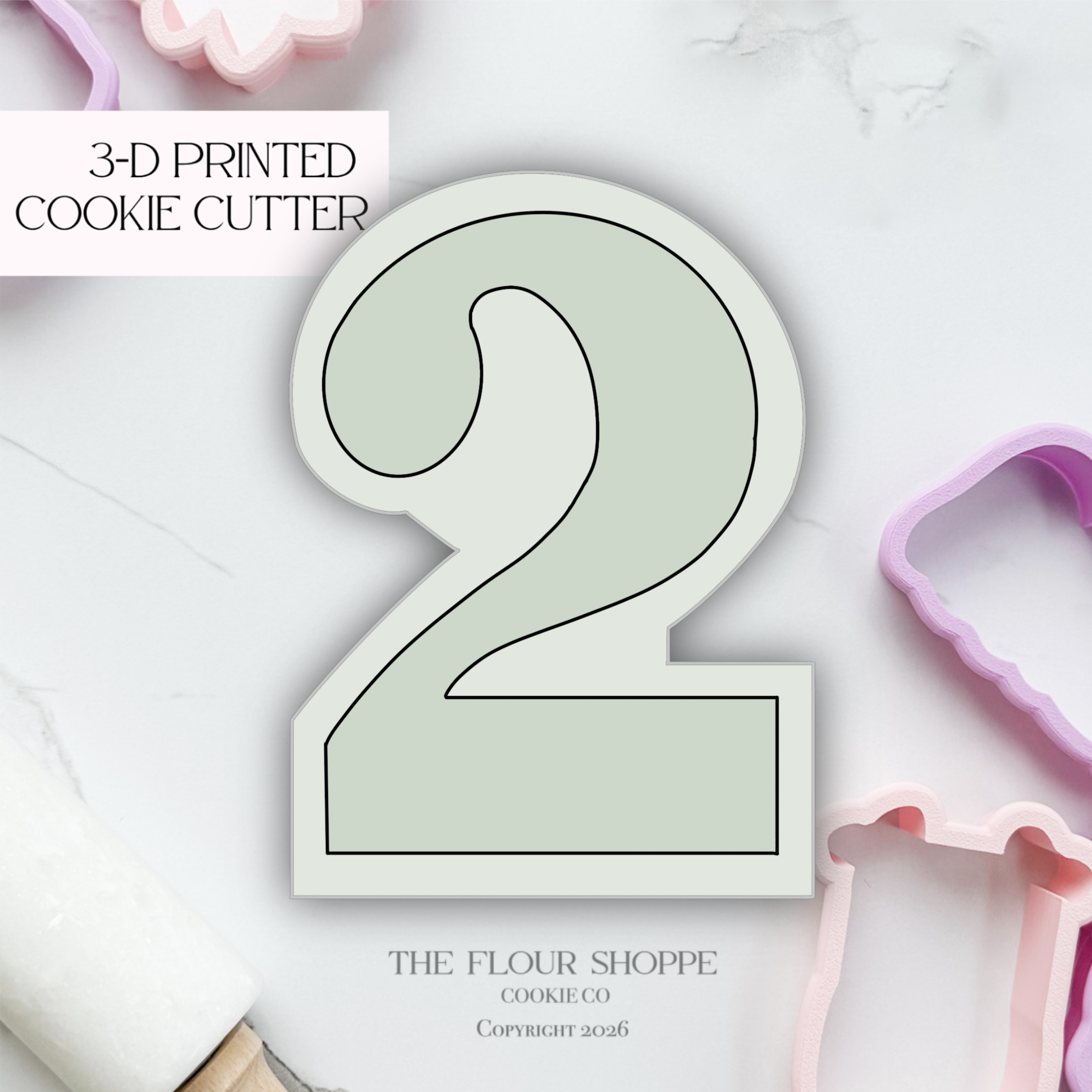 Chunky Number 2 Cookie Cutter STL