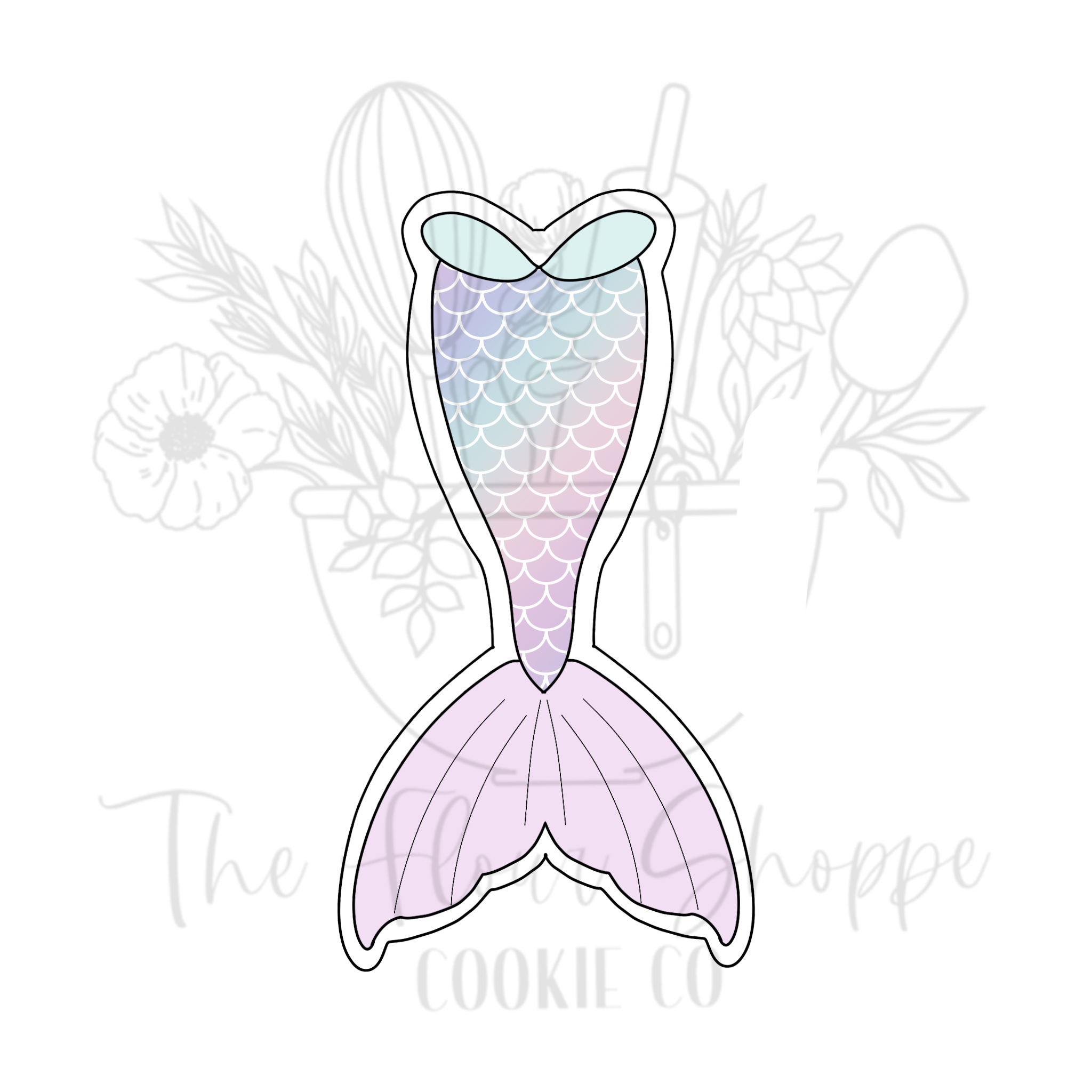 Mermaid Tail  2 Cookie Cutter STL