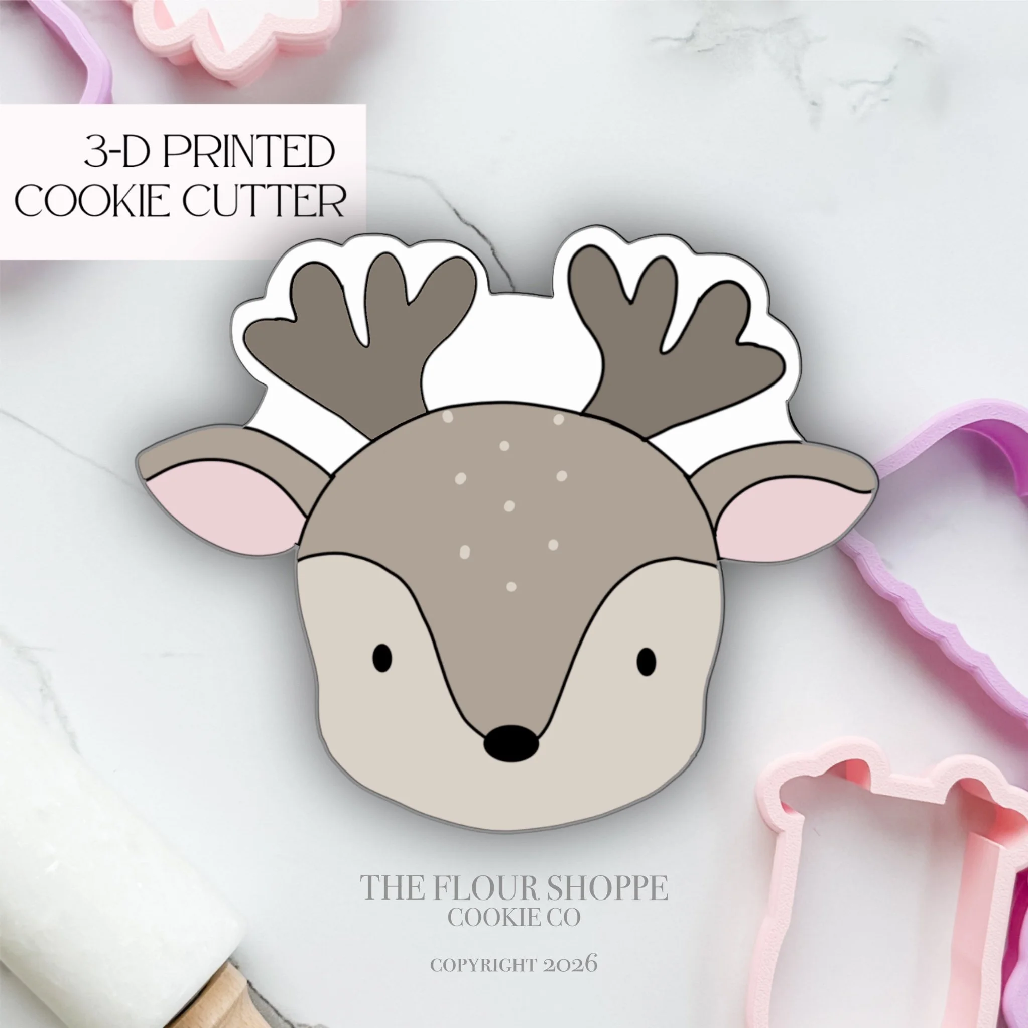 Reindeer Face 1 Cookie Cutter STL
