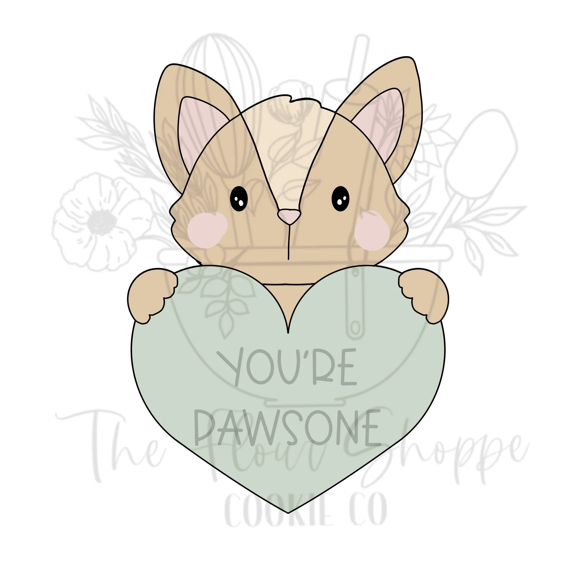 Corgi Dog with Heart Valentine's Personlized Animal Cookie Cutter STL