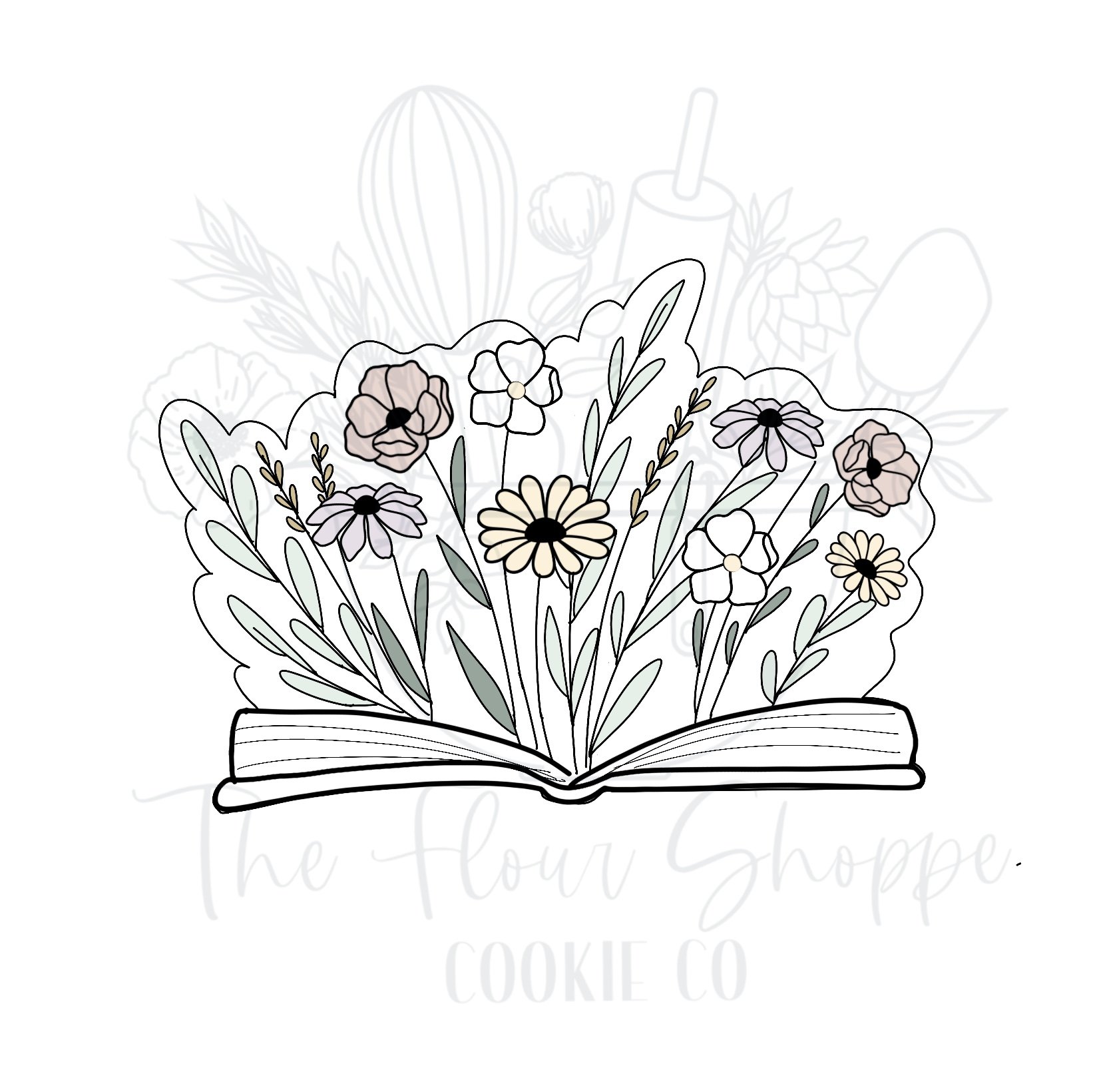 Floral Open Book Cookie Cutter STL