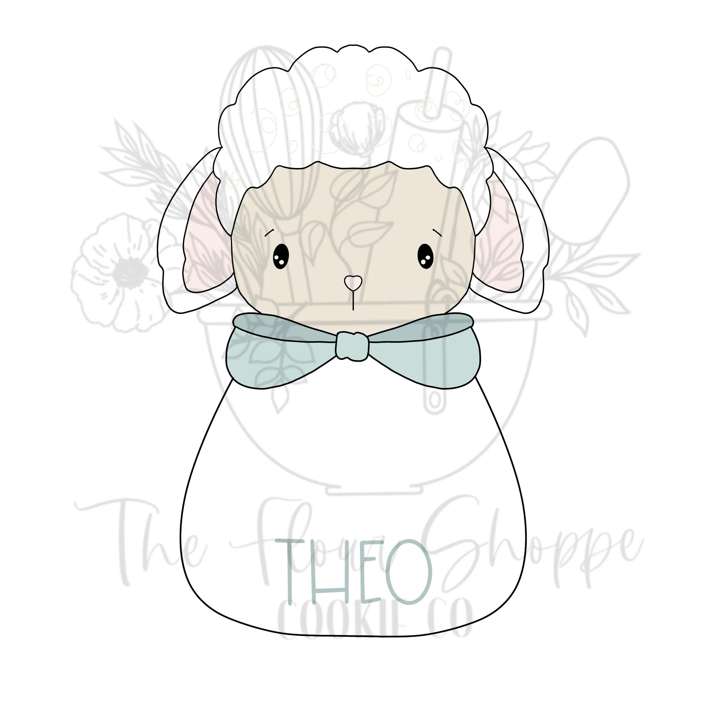 Round Lamb with Bowtie, Easter Digital STL Cookie Cutter