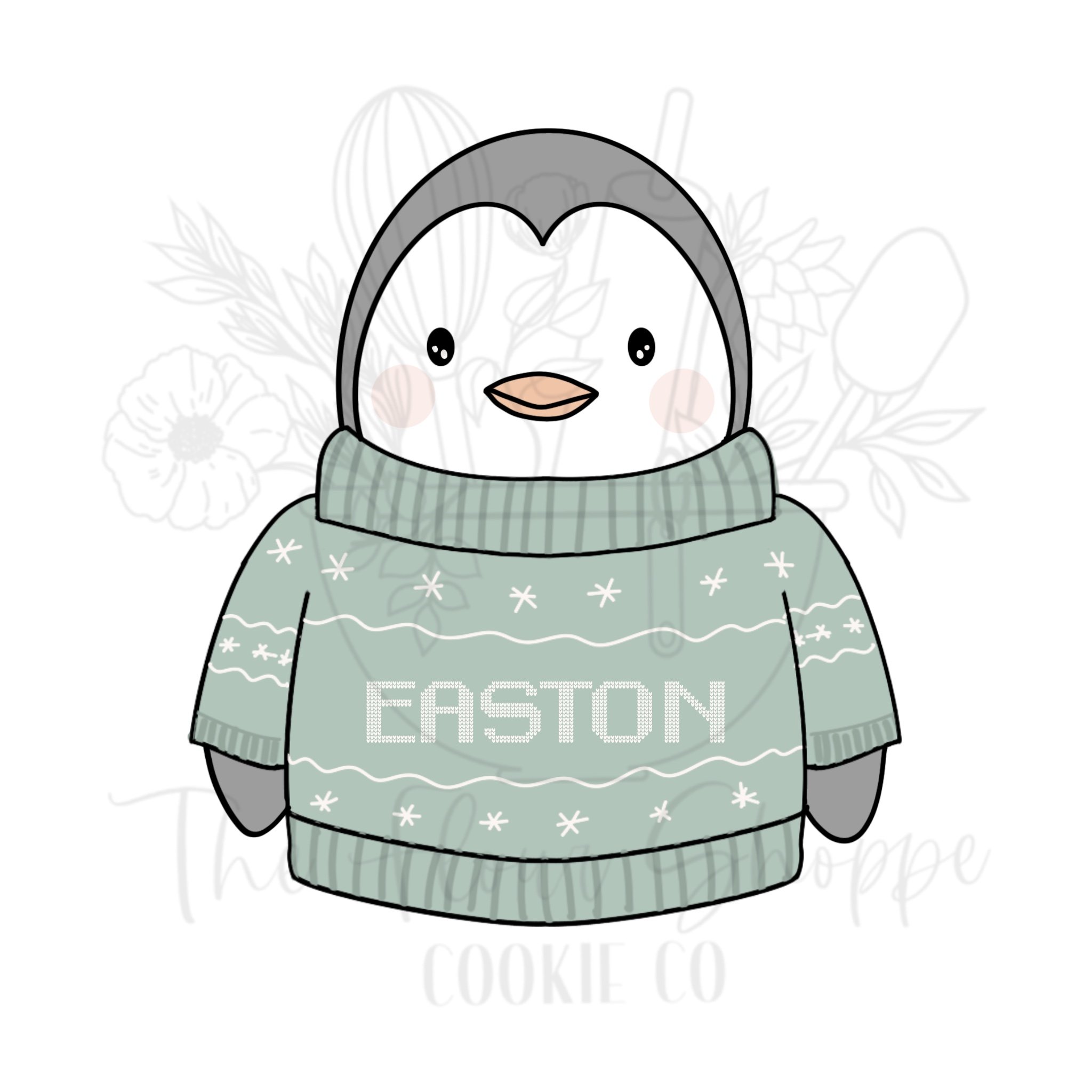 Penguin in Christmas Sweater Cookie Cutter STL