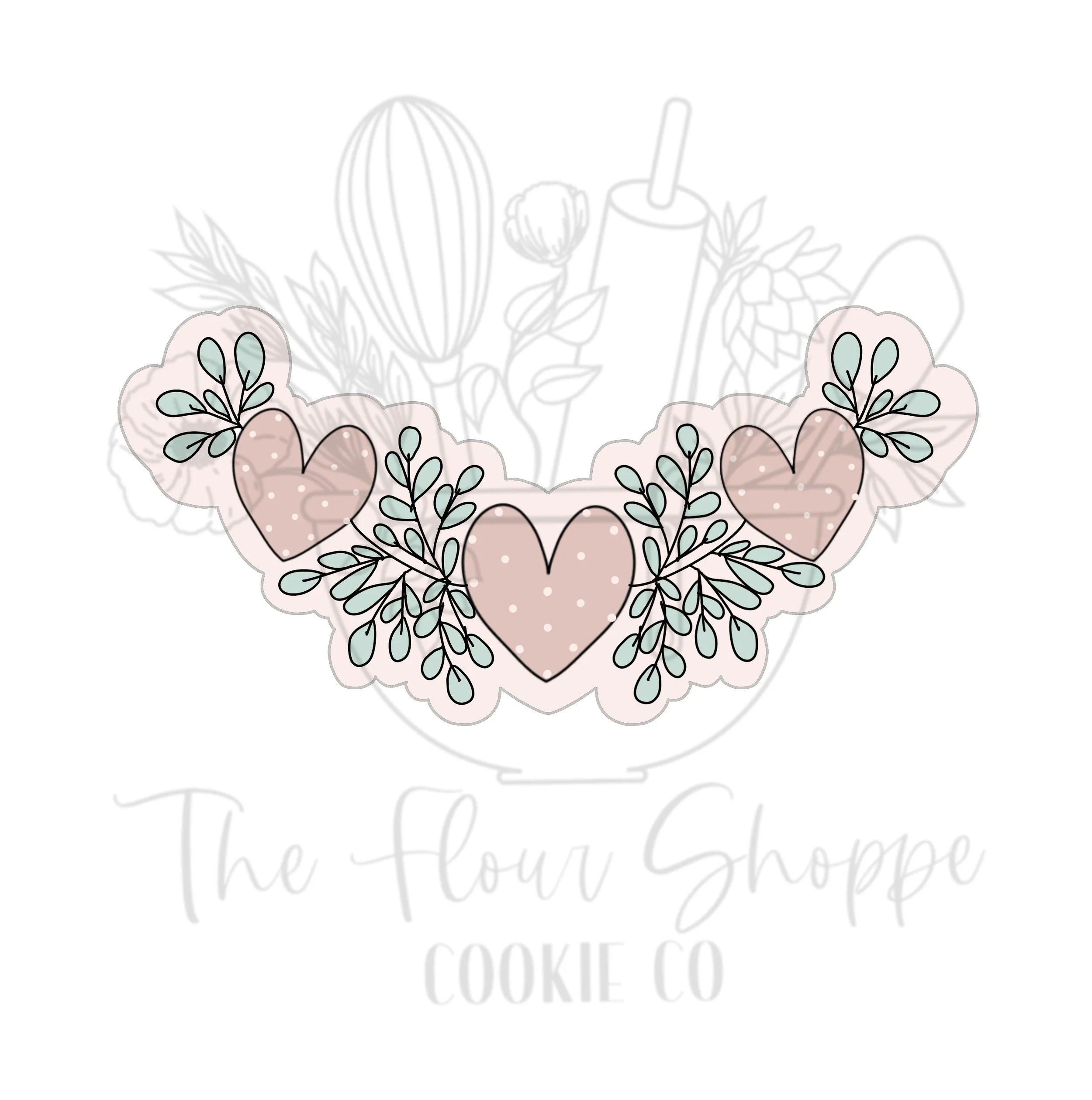 Heart and Greenery Garland 2 Cookie Cutter STL