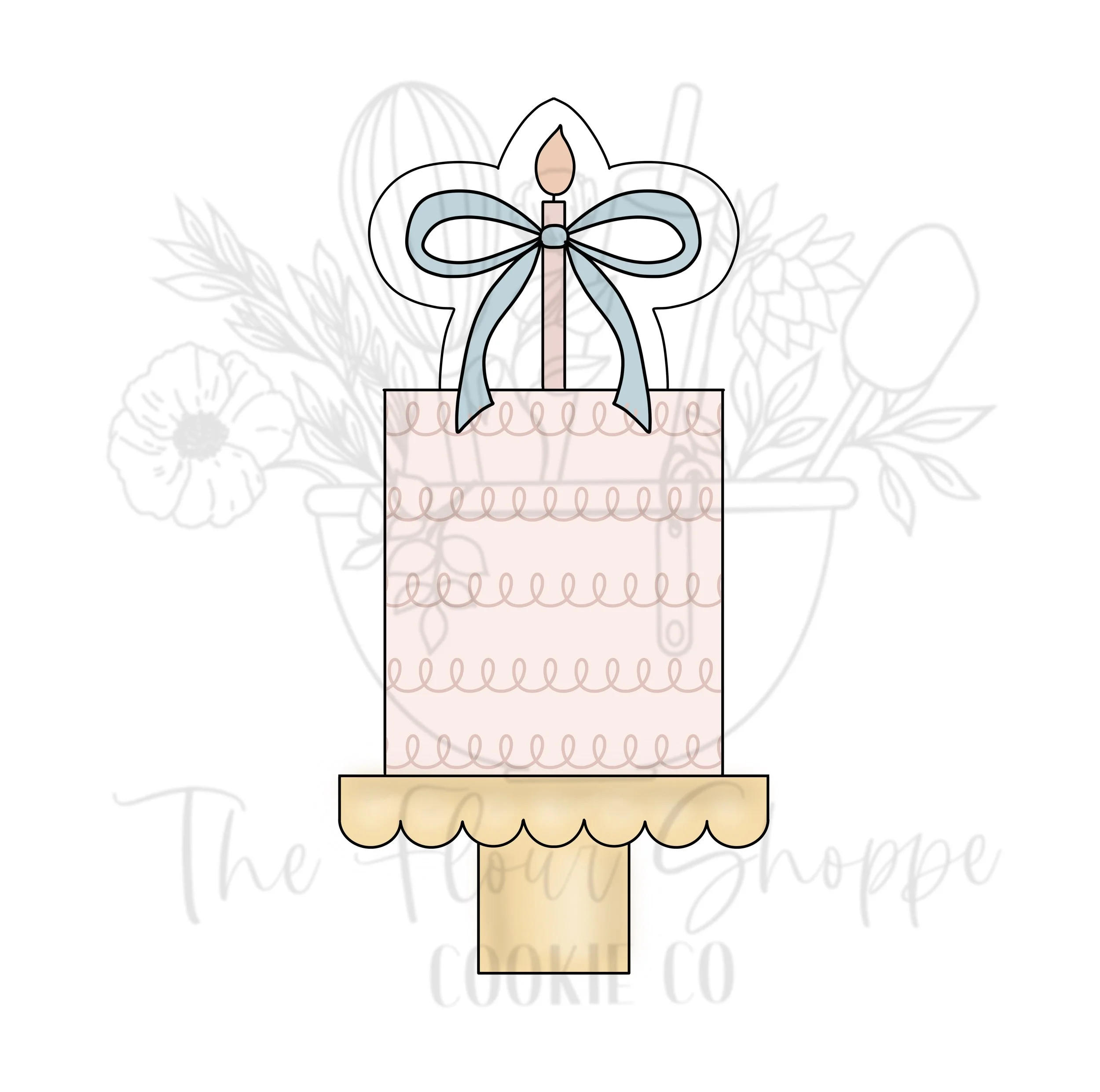 Cake with Bow 2 Cookie Cutter STL