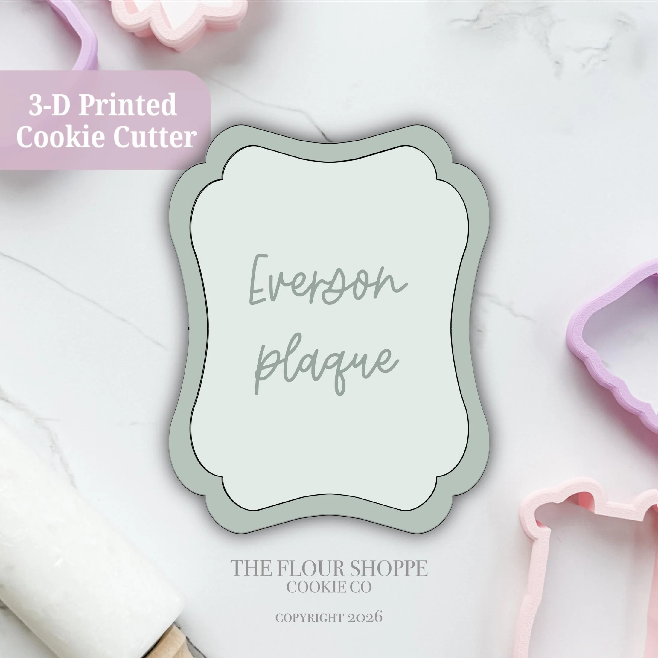 Everson Plaque Wavy Rectangle Cookie Cutter STL
