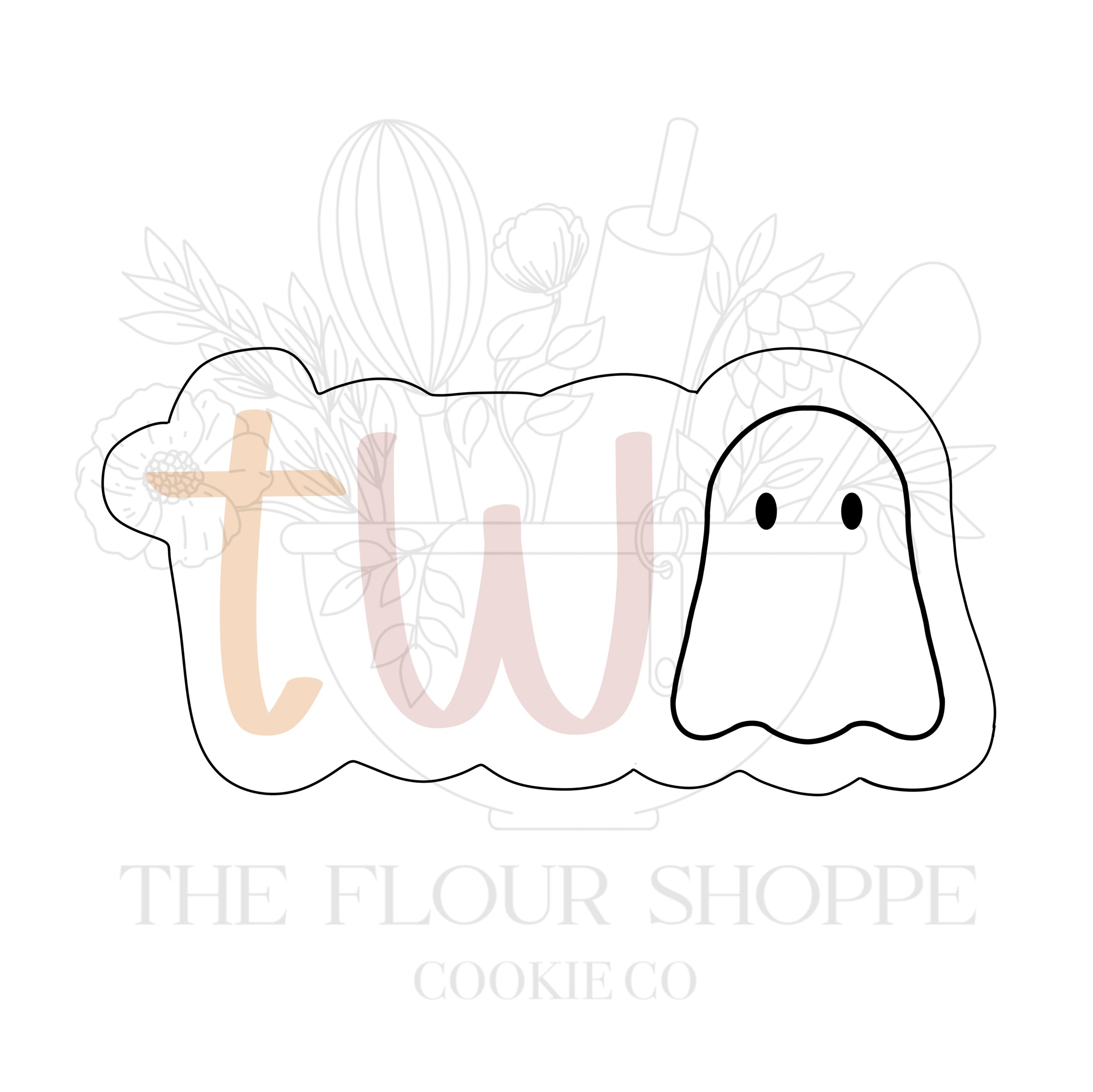 TWO With Ghost, Halloween Cookie Cutter STL