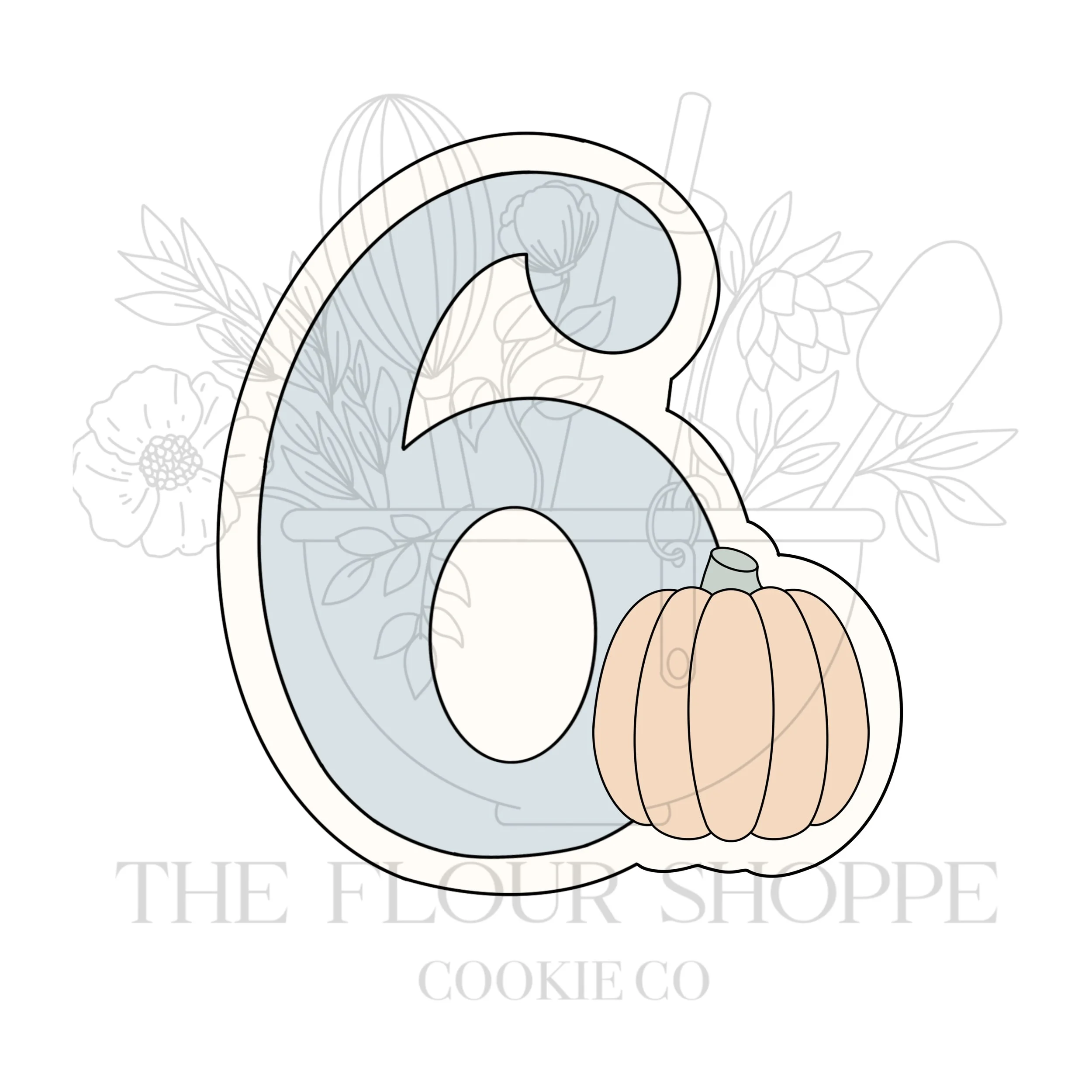 Number 6 (Six) With Pumpkin, Halloween Cookie Cutter STL