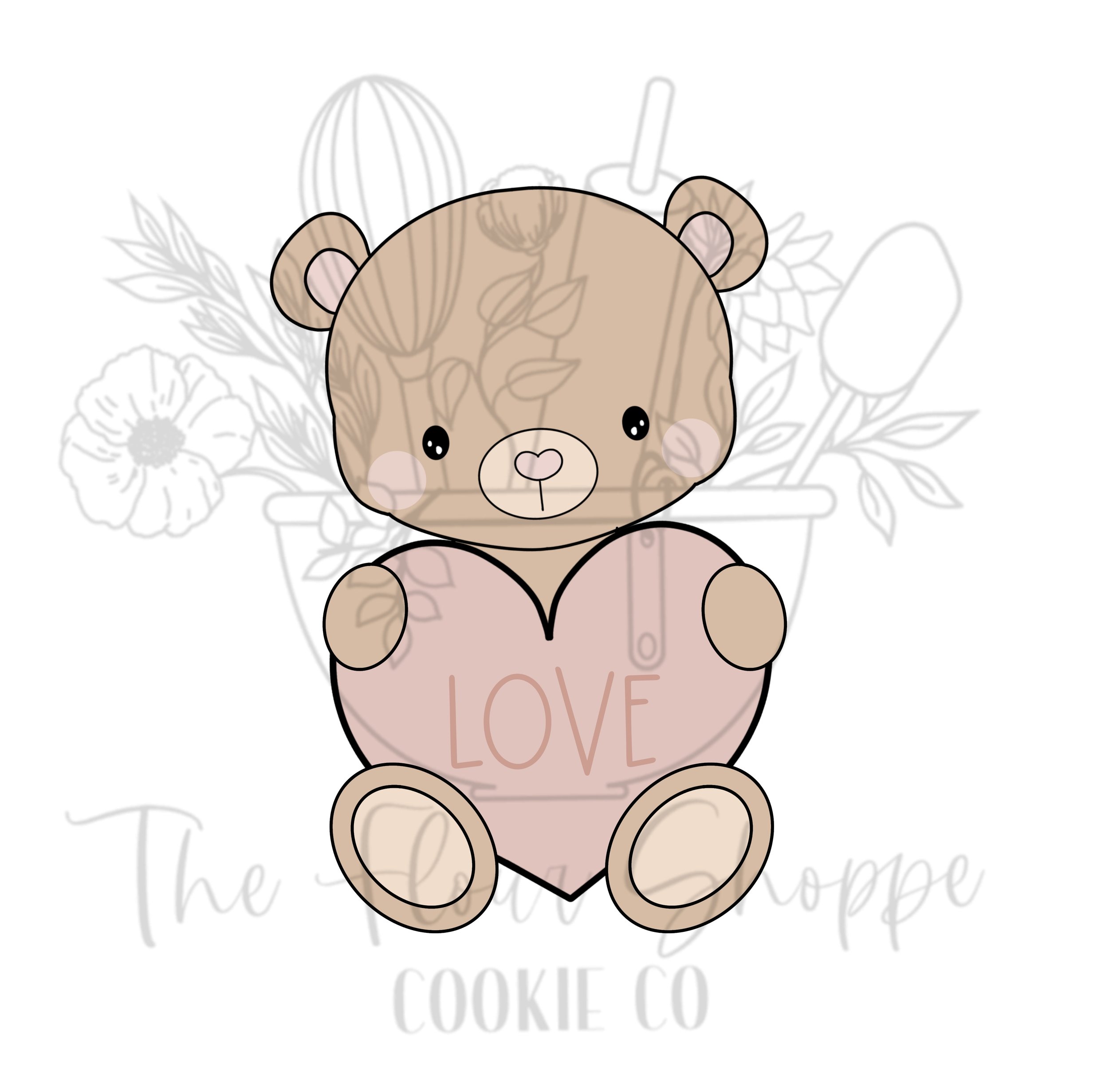 Teddy Bear 1 with Heart Valentine's Day Cookie Cutter STL
