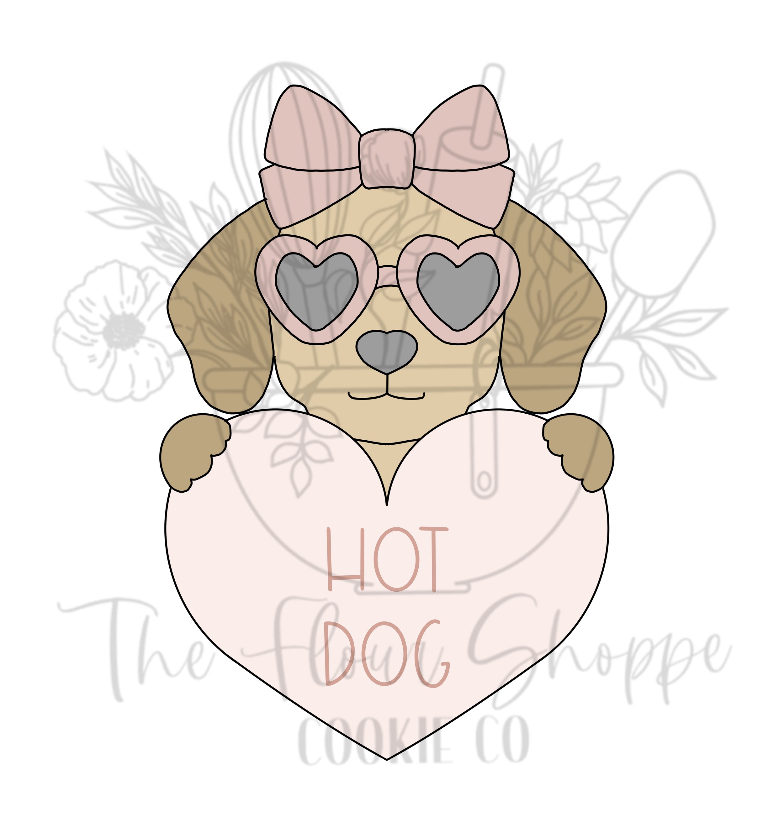 Dog with Bow, Sunglasses and Heart Valentine's Personlized Animal Cookie Cutter STL (Copy)