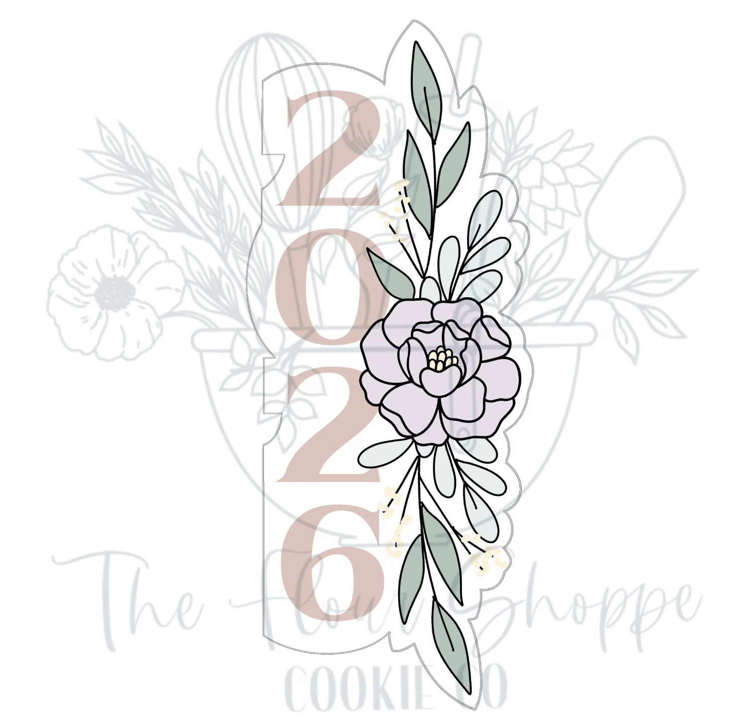 Skinny Floral  2026 Graduation Cookie Cutter STL