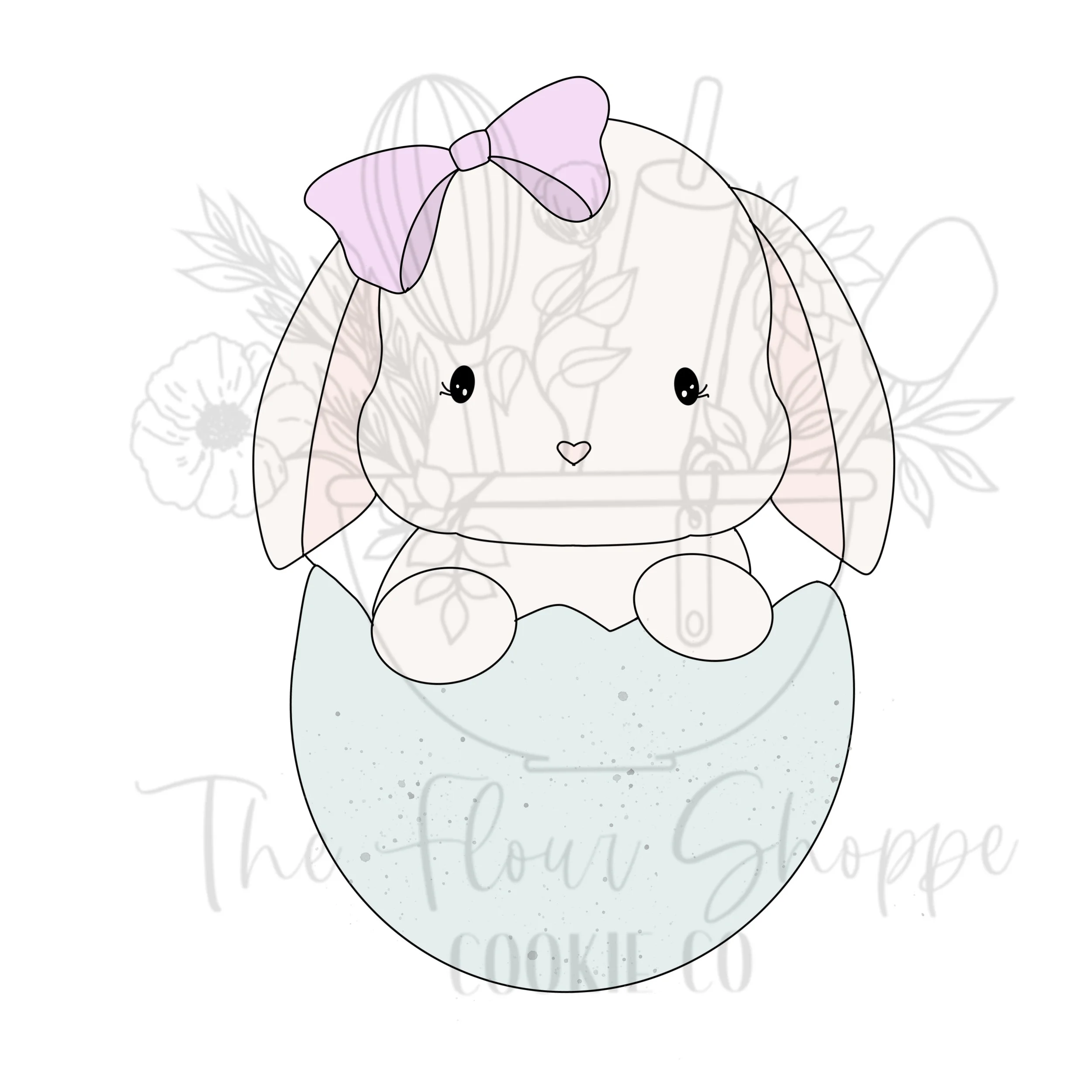 Bunny Rabbit in Egg 1 with Bow, Easter Digital STL Cookie Cutter