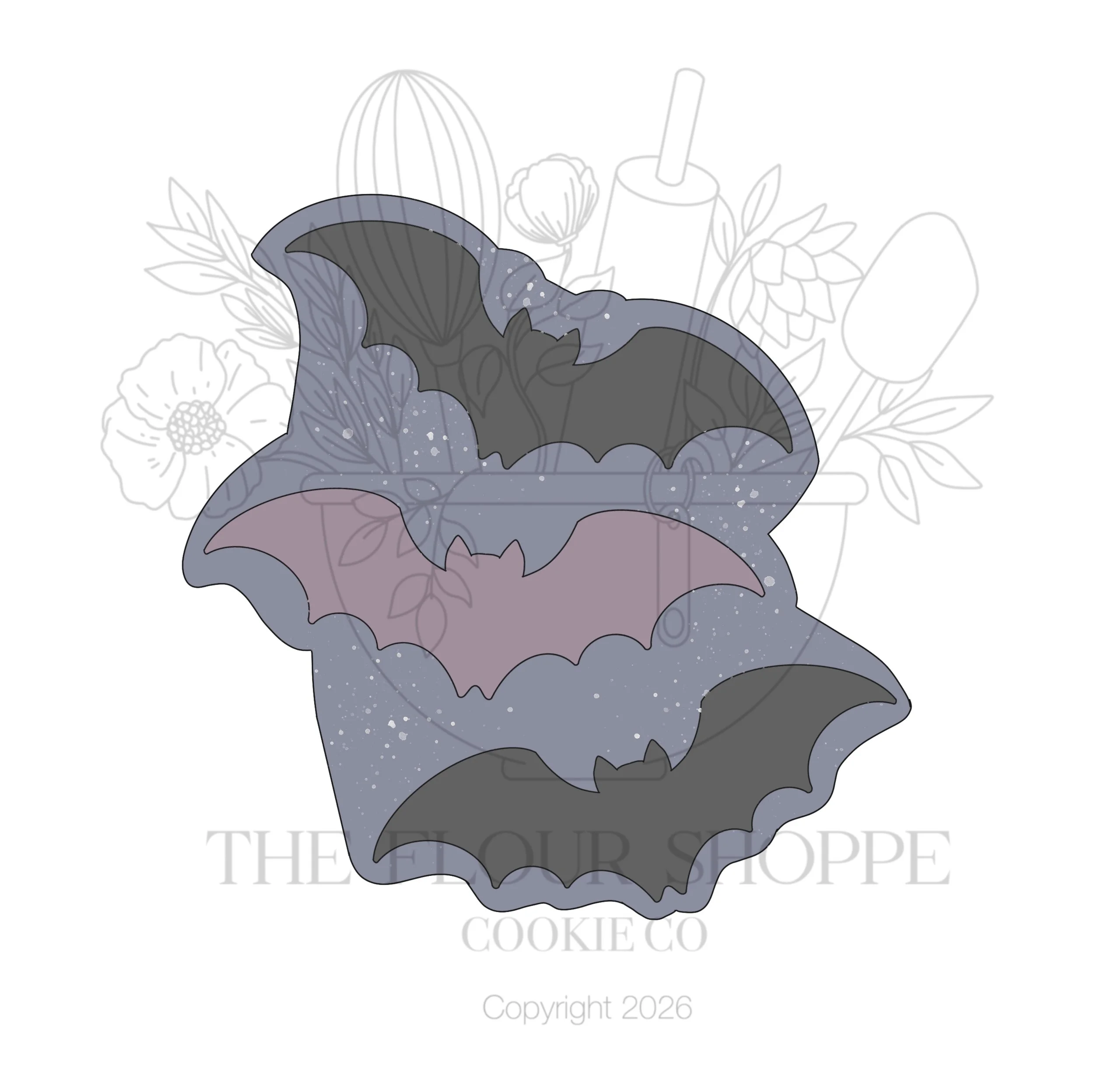 Bat Trio Halloween Cutter STL