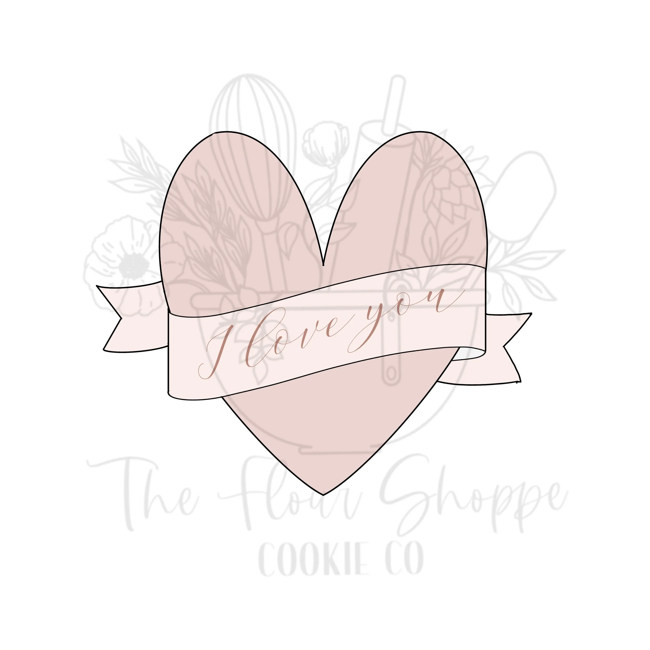 Heart with Banner Cookie Cutter STL