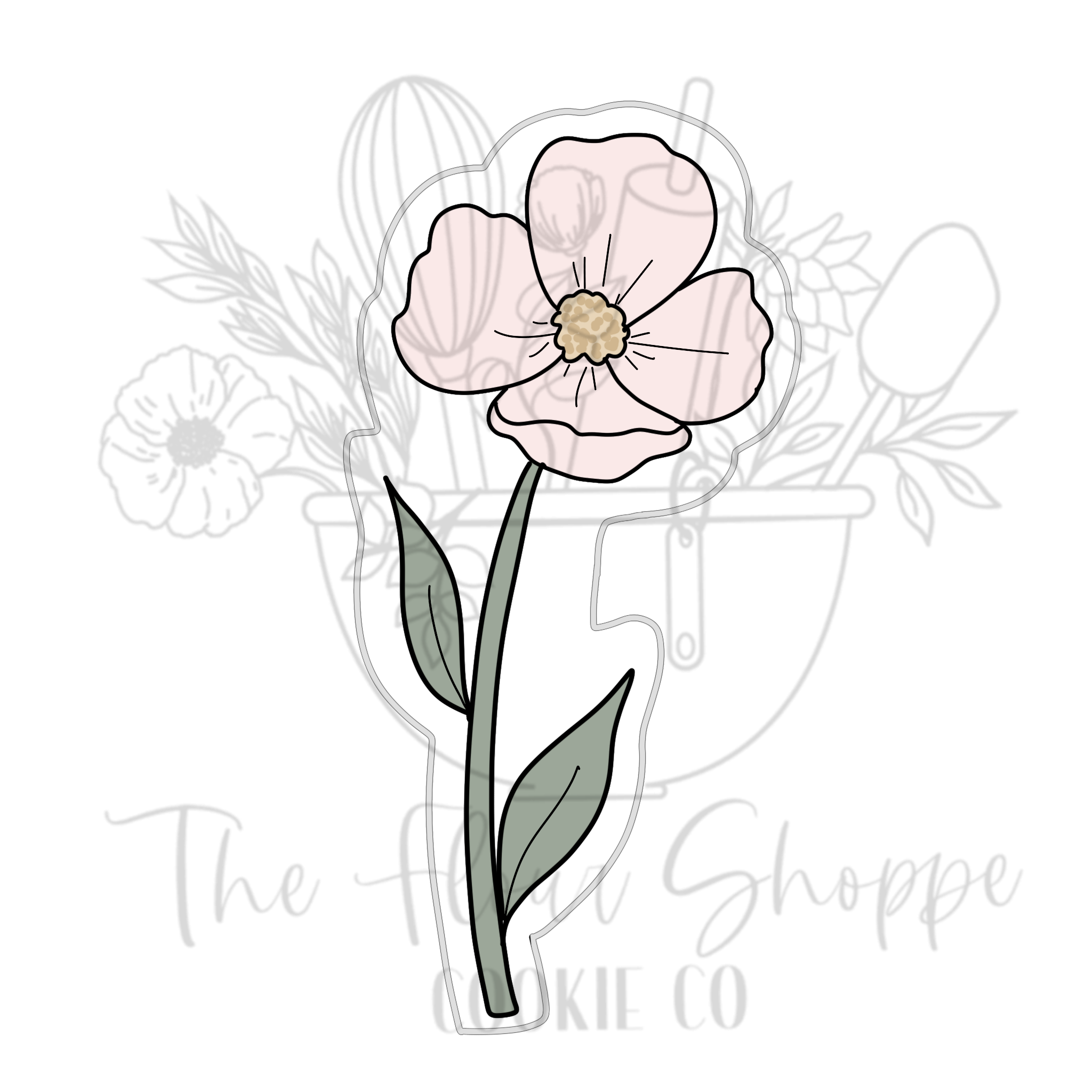 Tall Anemone Flower Stem Cookie Cutter STL