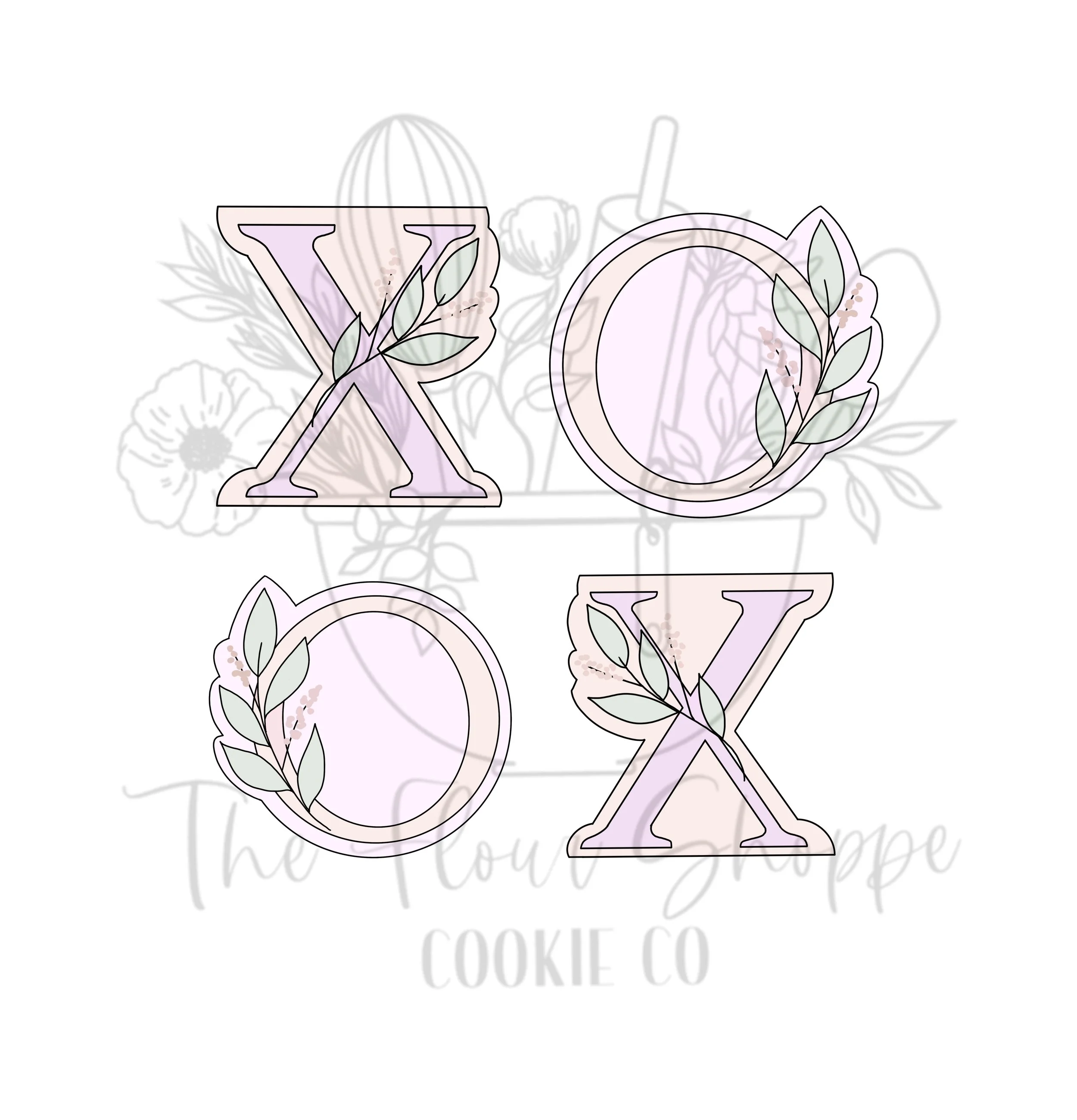 XO Floral Mini Cookie Cutter Set of 2 Cookie Cutter STL