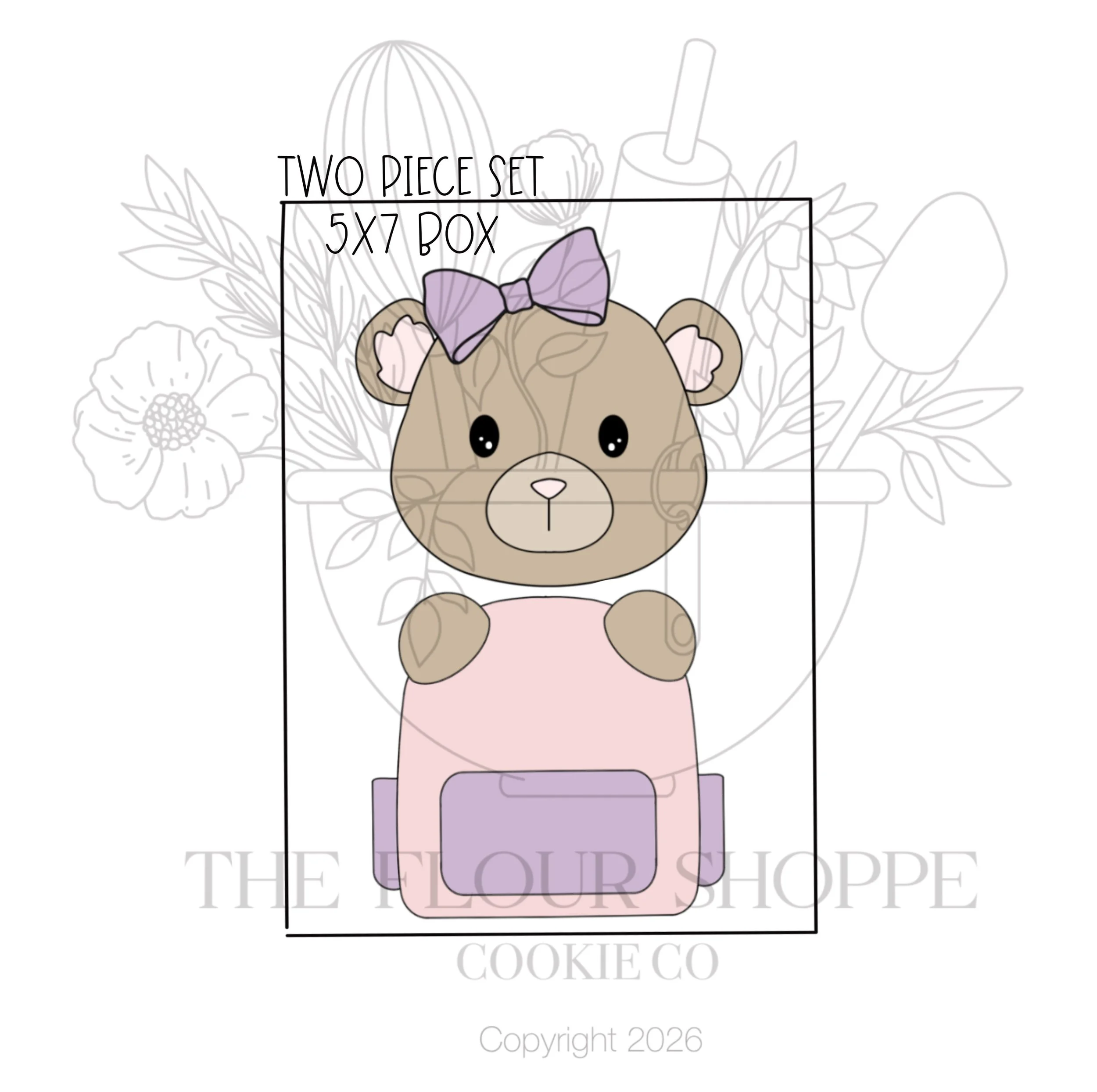 Bear with Bow with Backpack Cookie Cutter STL