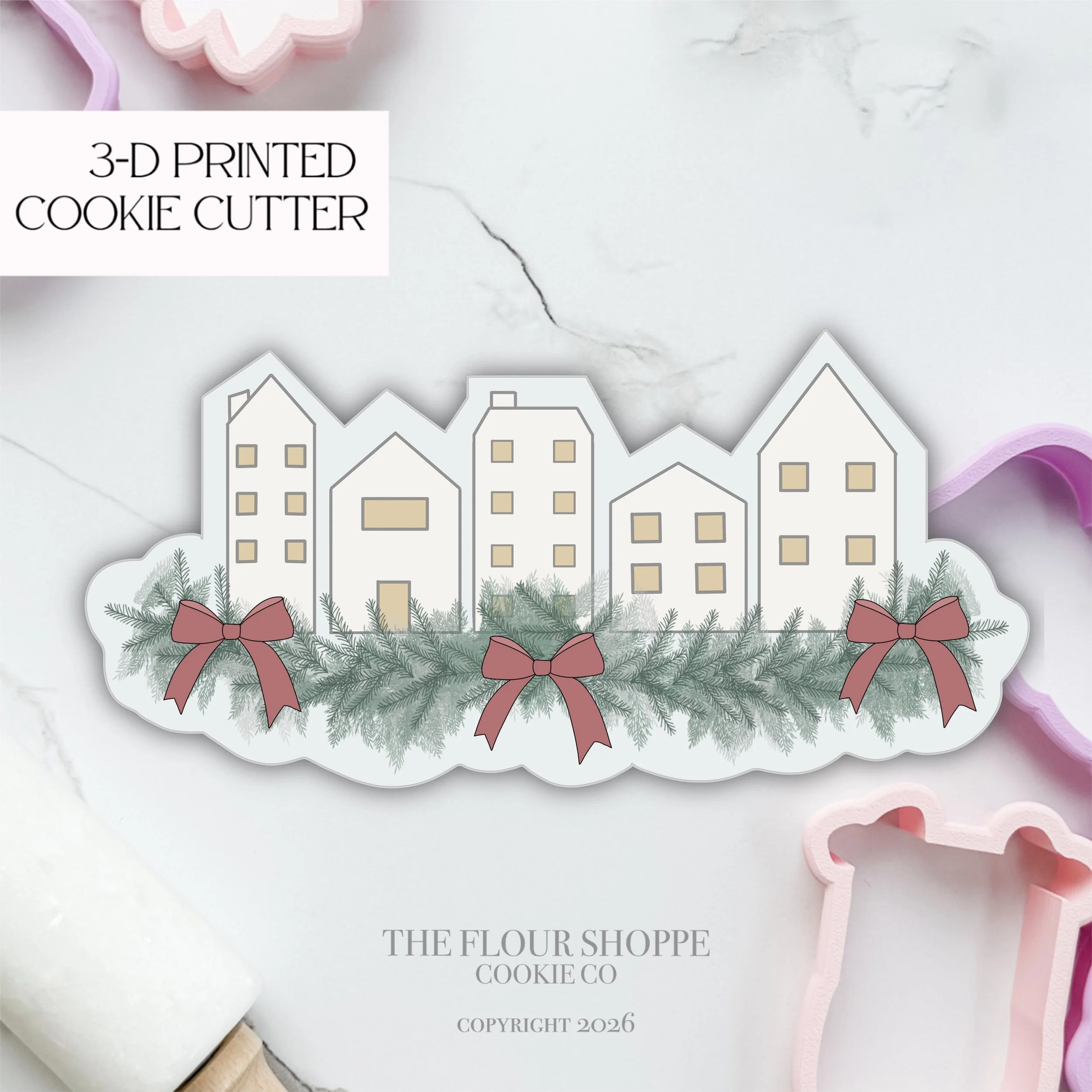 Village with Garland Cookie Cutter STL