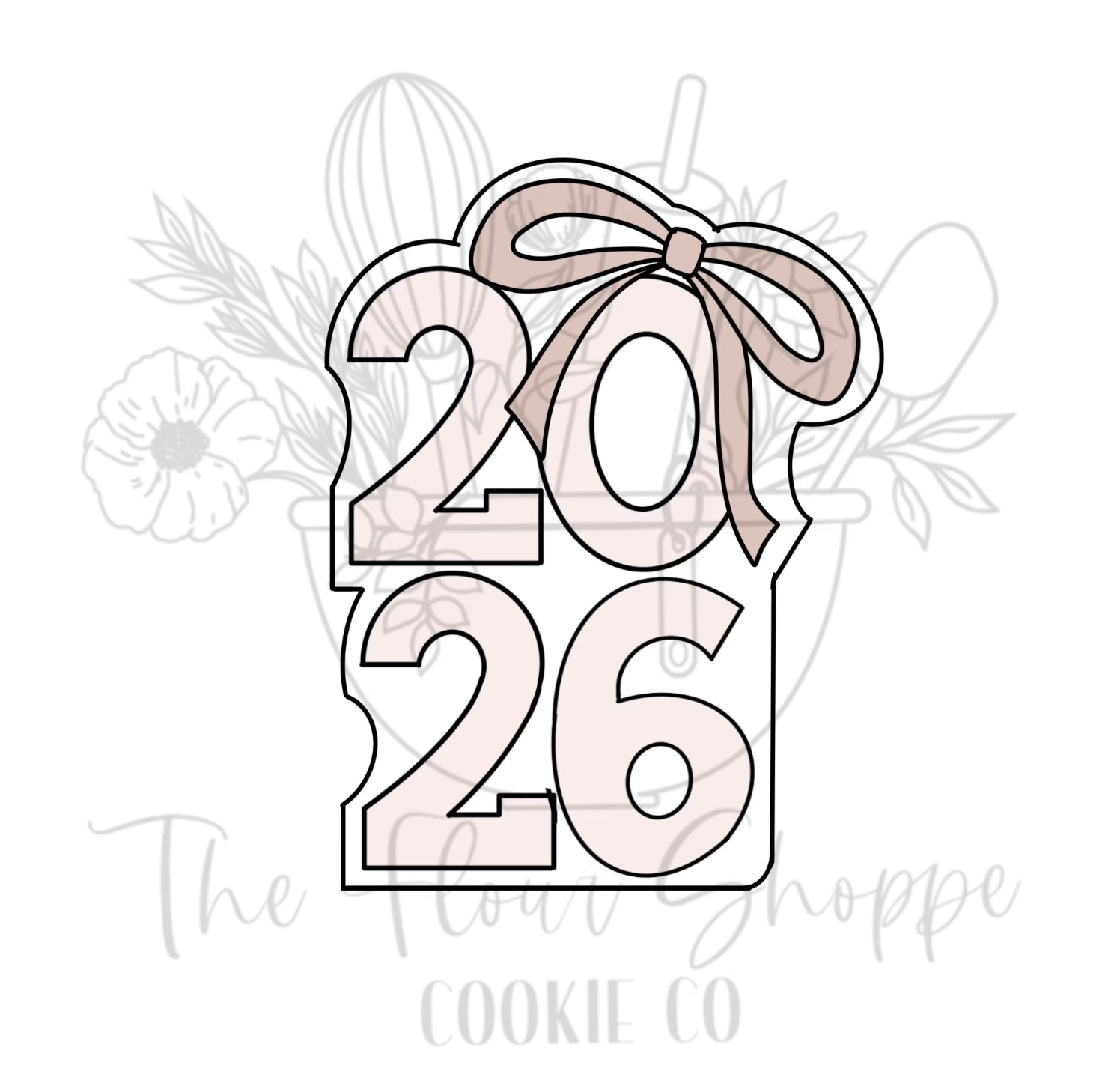 Floral 2026 with Bow Graduation Cookie Cutter STL