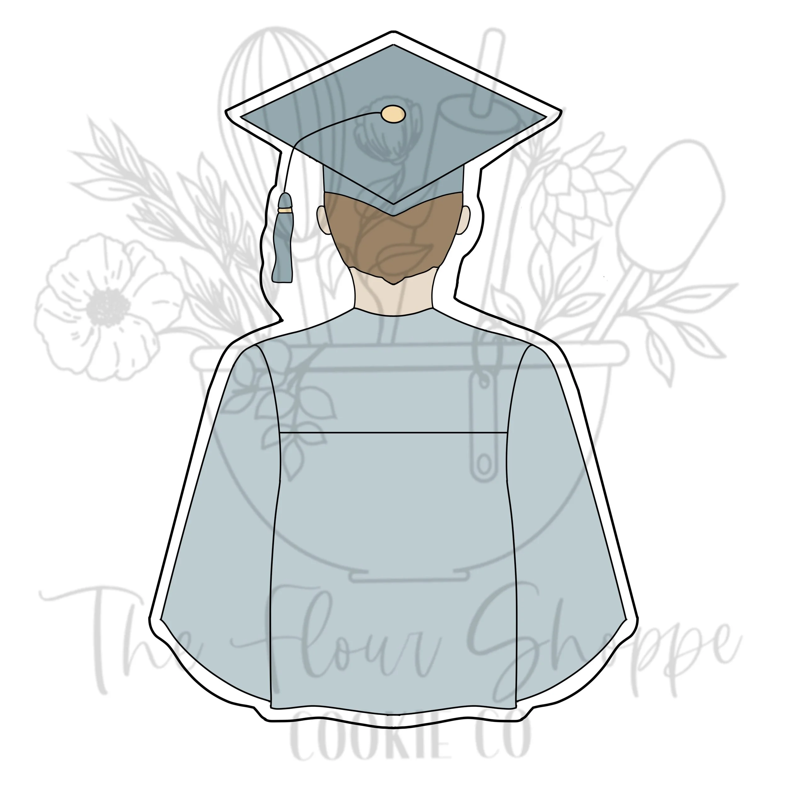 Boy Graduate in Graduation Gown, Graduation Cookie Cutter STL
