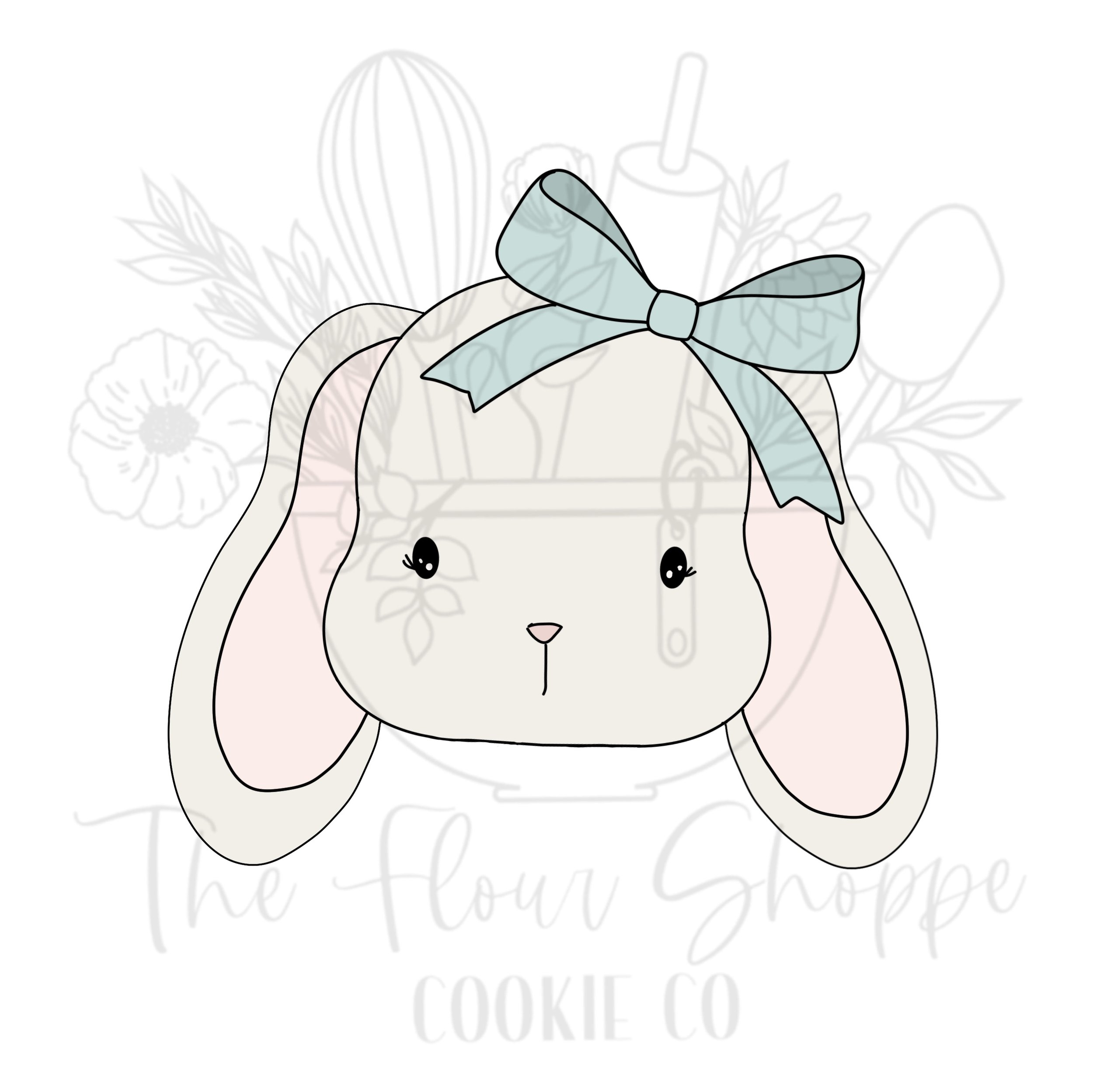 Bunny Rabbit Face 4 with Bow, Easter Digital STL Cookie Cutter (Copy)