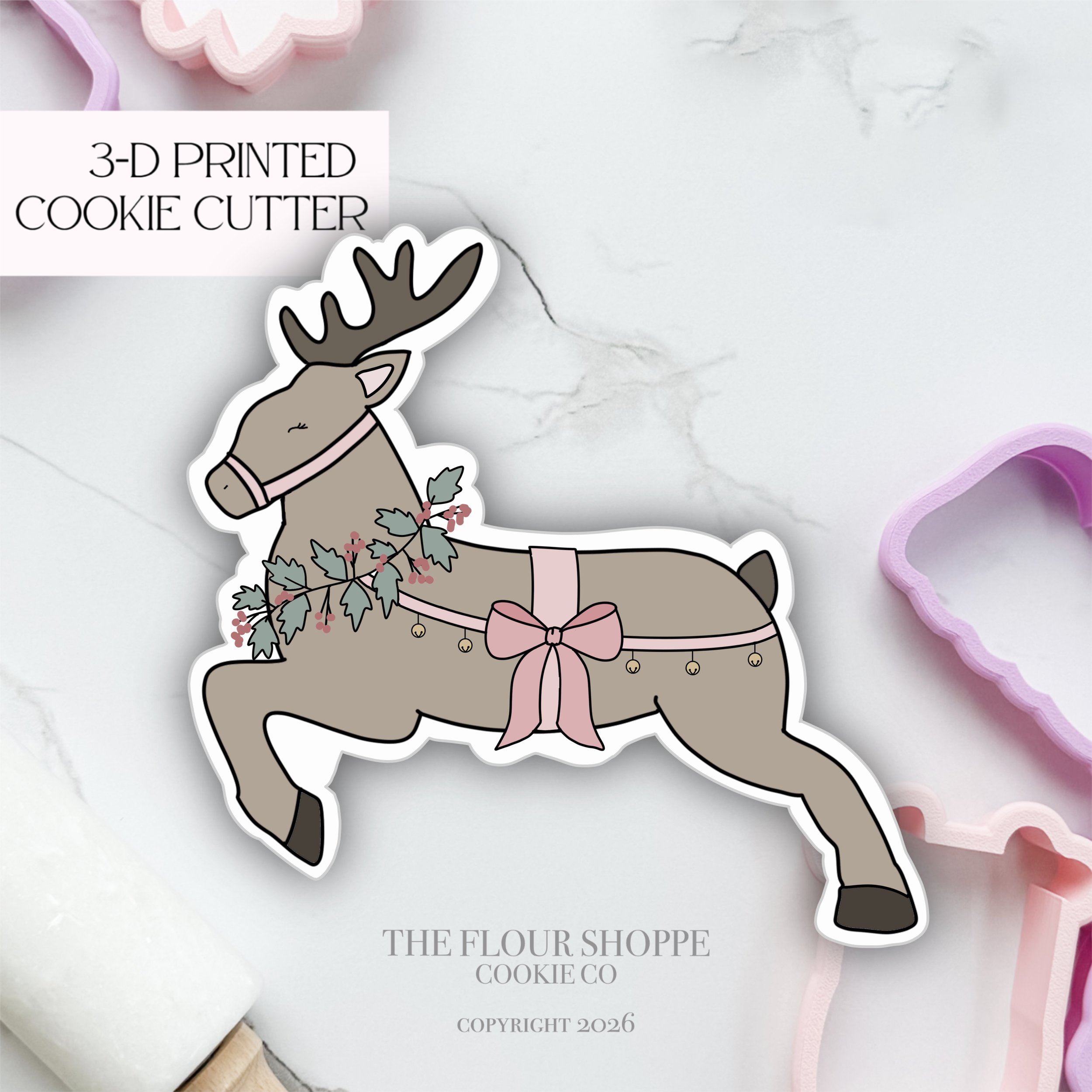 Reindeer for Sleigh Cookie Cutter STL