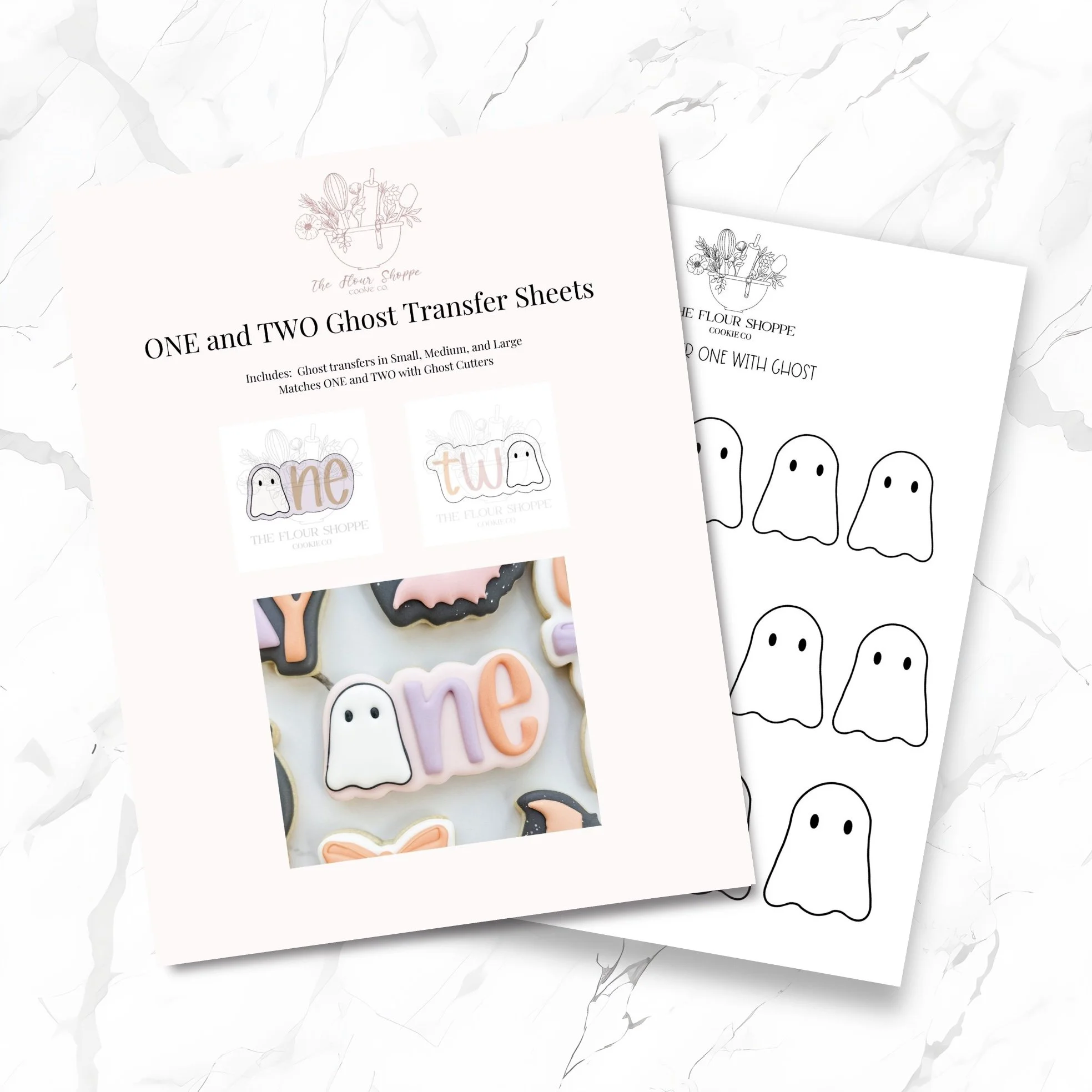 Ghost Number ONE and TWO Royal Icing Transfer Sheets