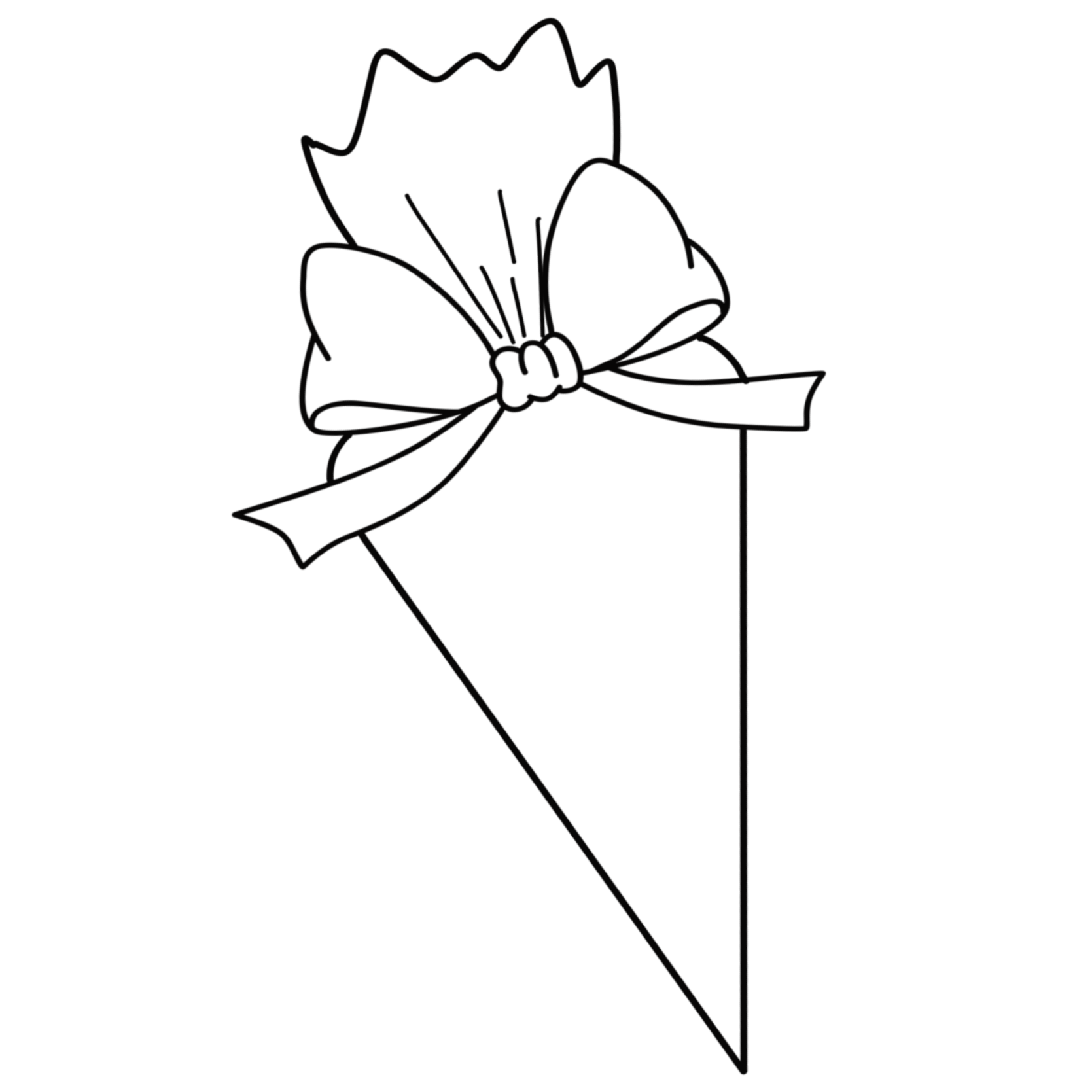 Geometric drawing of an outline square with sections divided by vertical, horizontal, and diagonal lines.