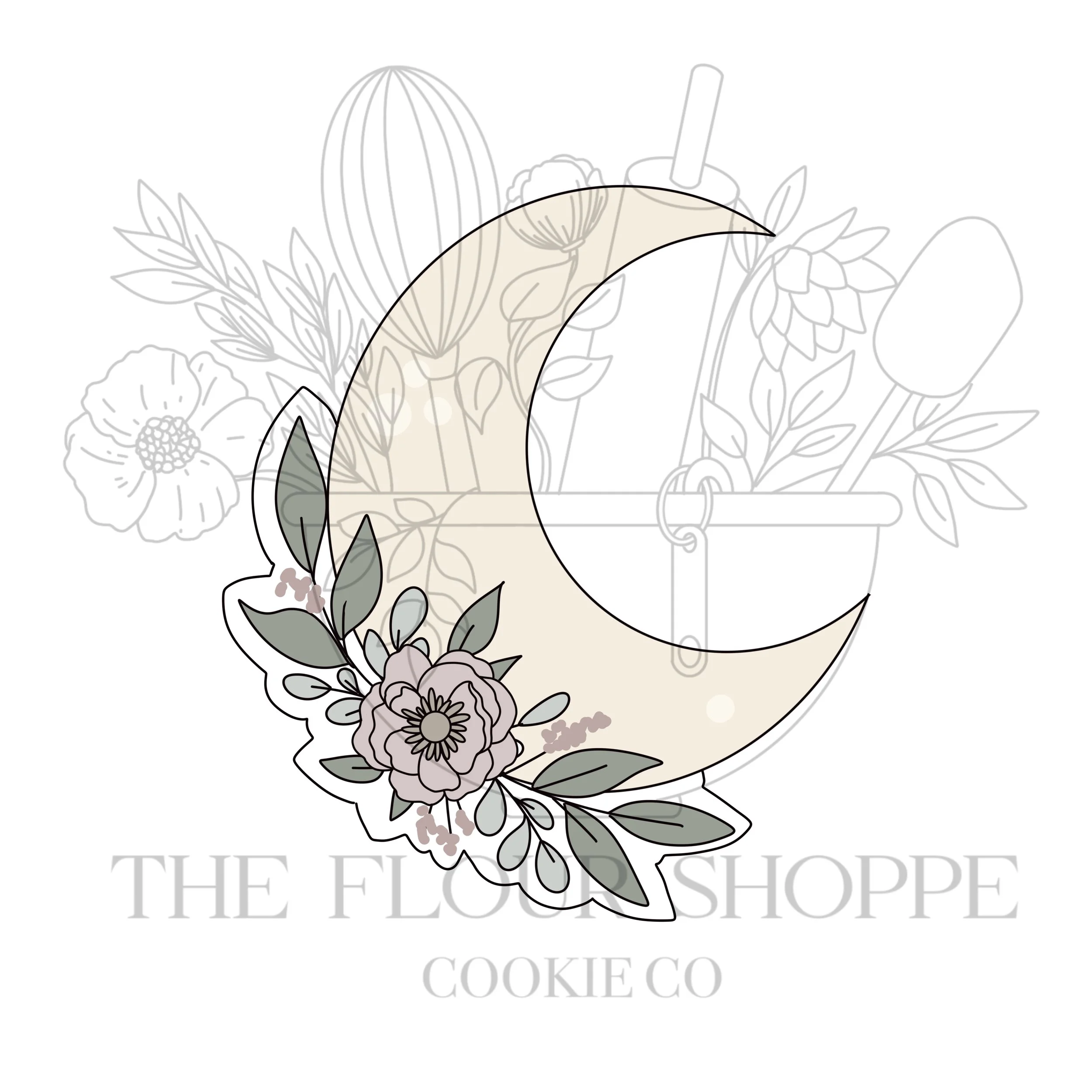 Floral Moon, Halloween Cutter STL